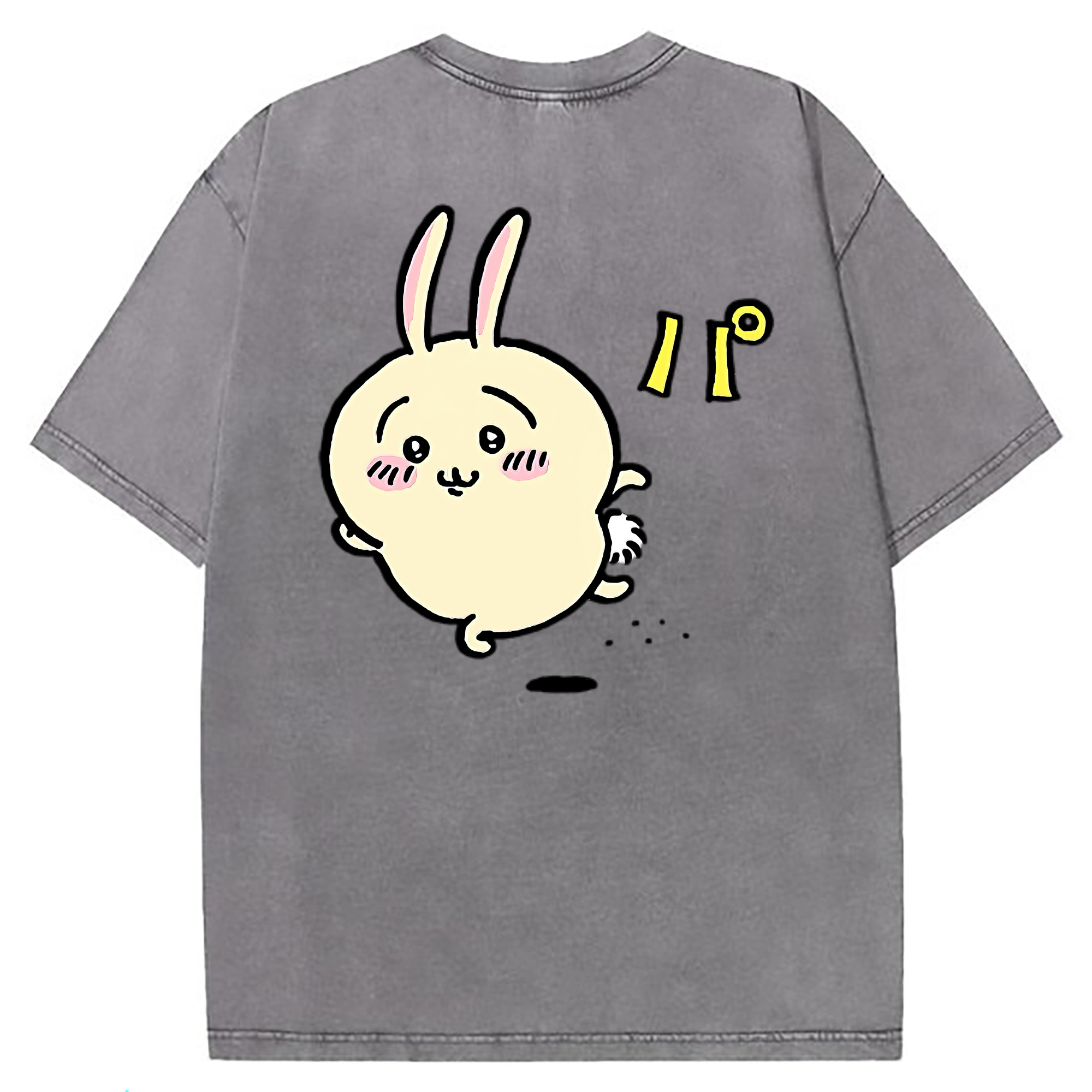 （画像用） ちいかわ うさぎ Chii-kawa usagi 綿100% ヴィンテージ風 半袖Tシャツ（背面プリント）
