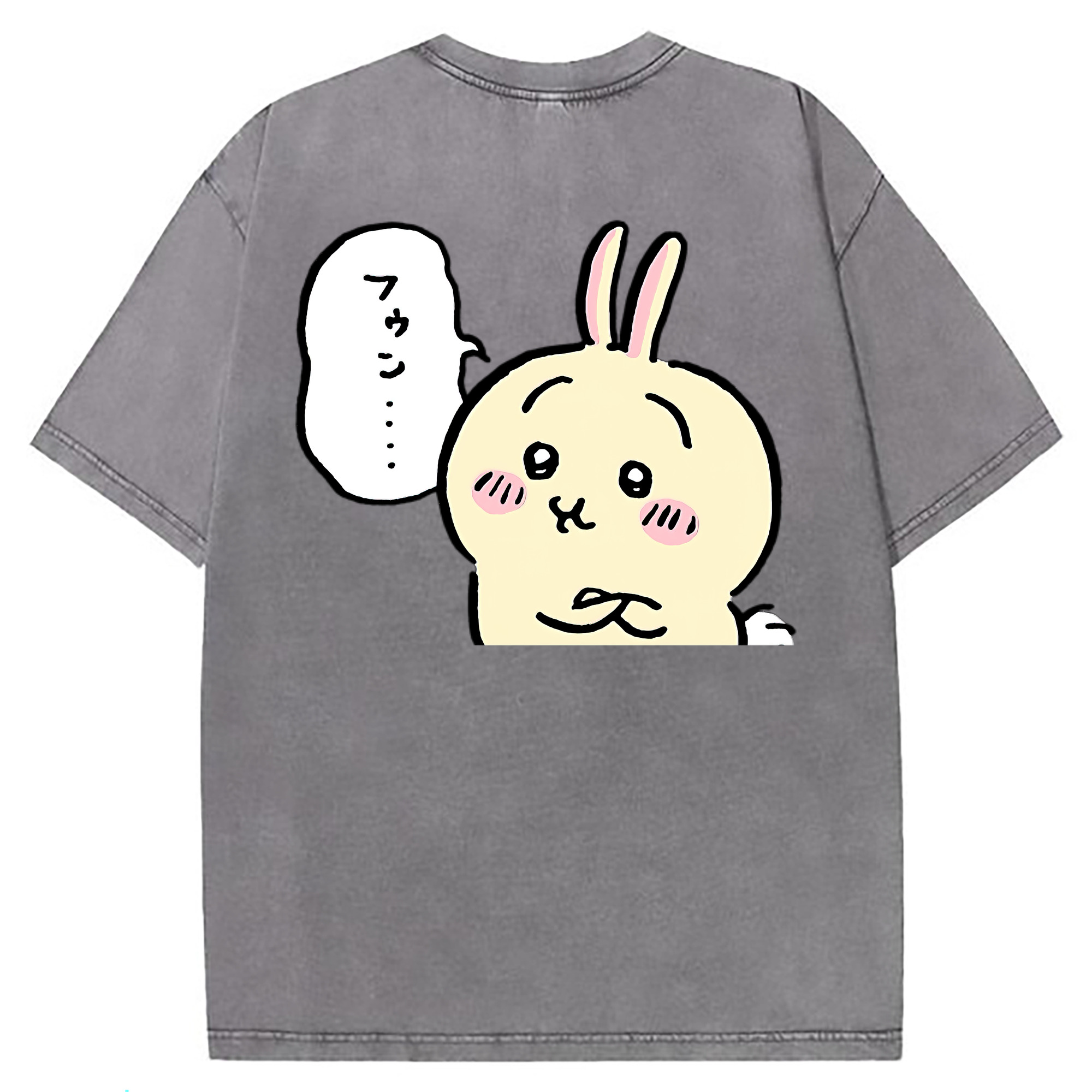（画像用） ちいかわ うさぎ Chii-kawa usagi 綿100% ヴィンテージ風 半袖Tシャツ（背面プリント）