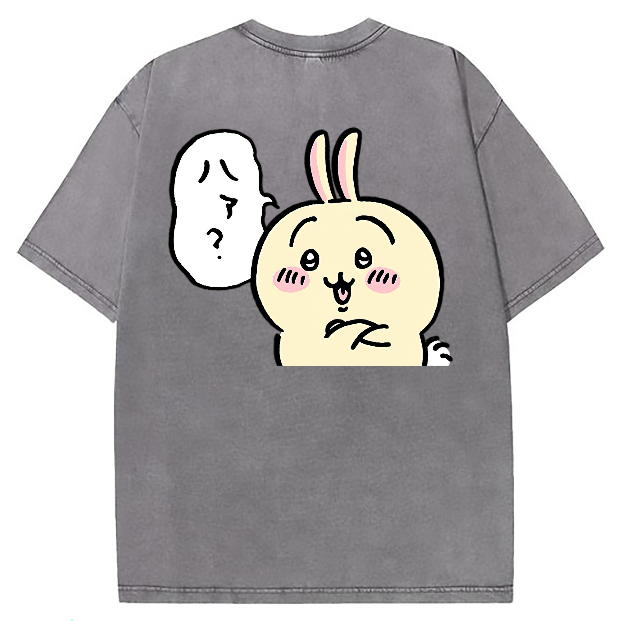 （画像用） ちいかわ うさぎ Chii-kawa usagi 綿100% ヴィンテージ風 半袖Tシャツ（背面プリント）