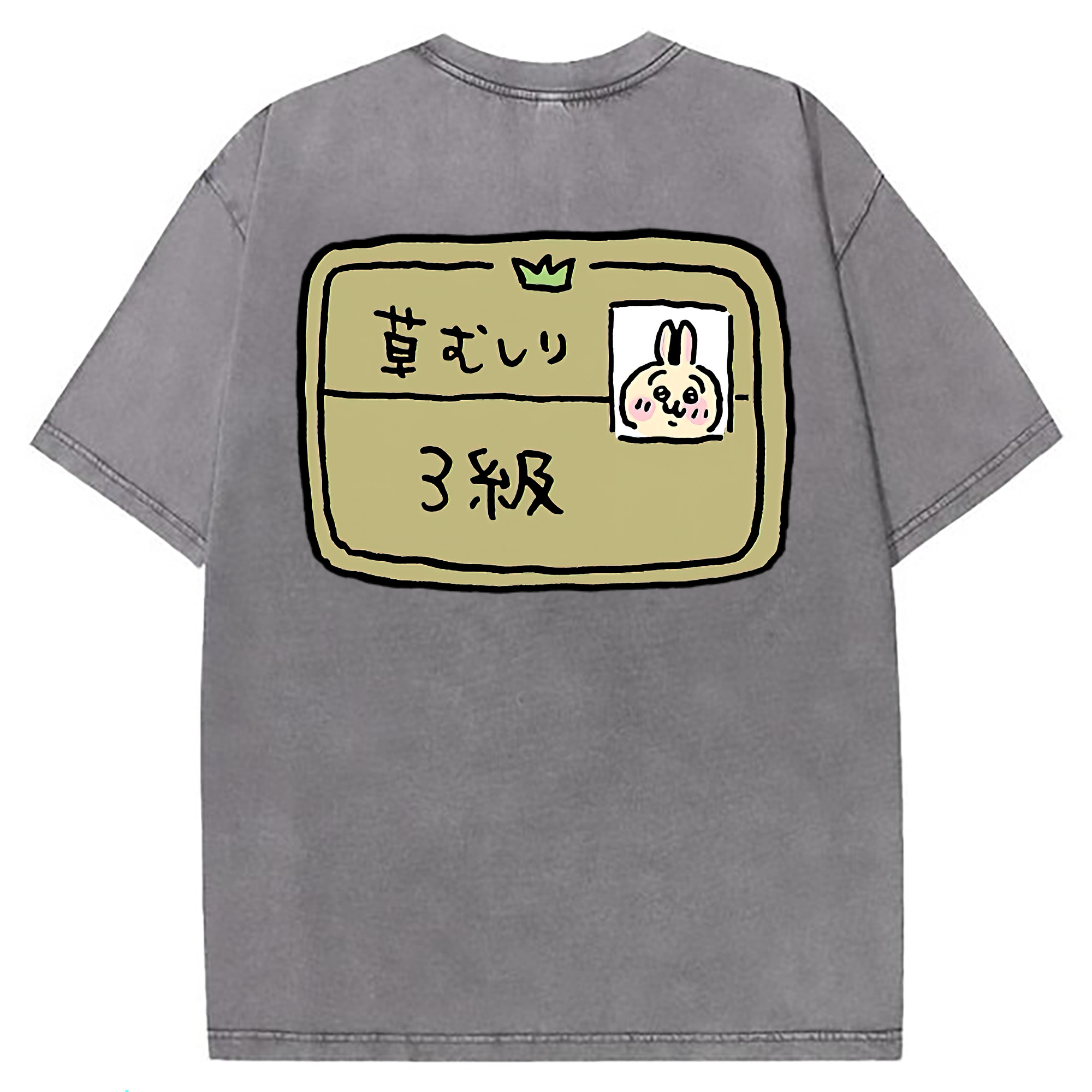 （画像用） ちいかわ うさぎ Chii-kawa usagi 綿100% ヴィンテージ風 半袖Tシャツ（背面プリント）