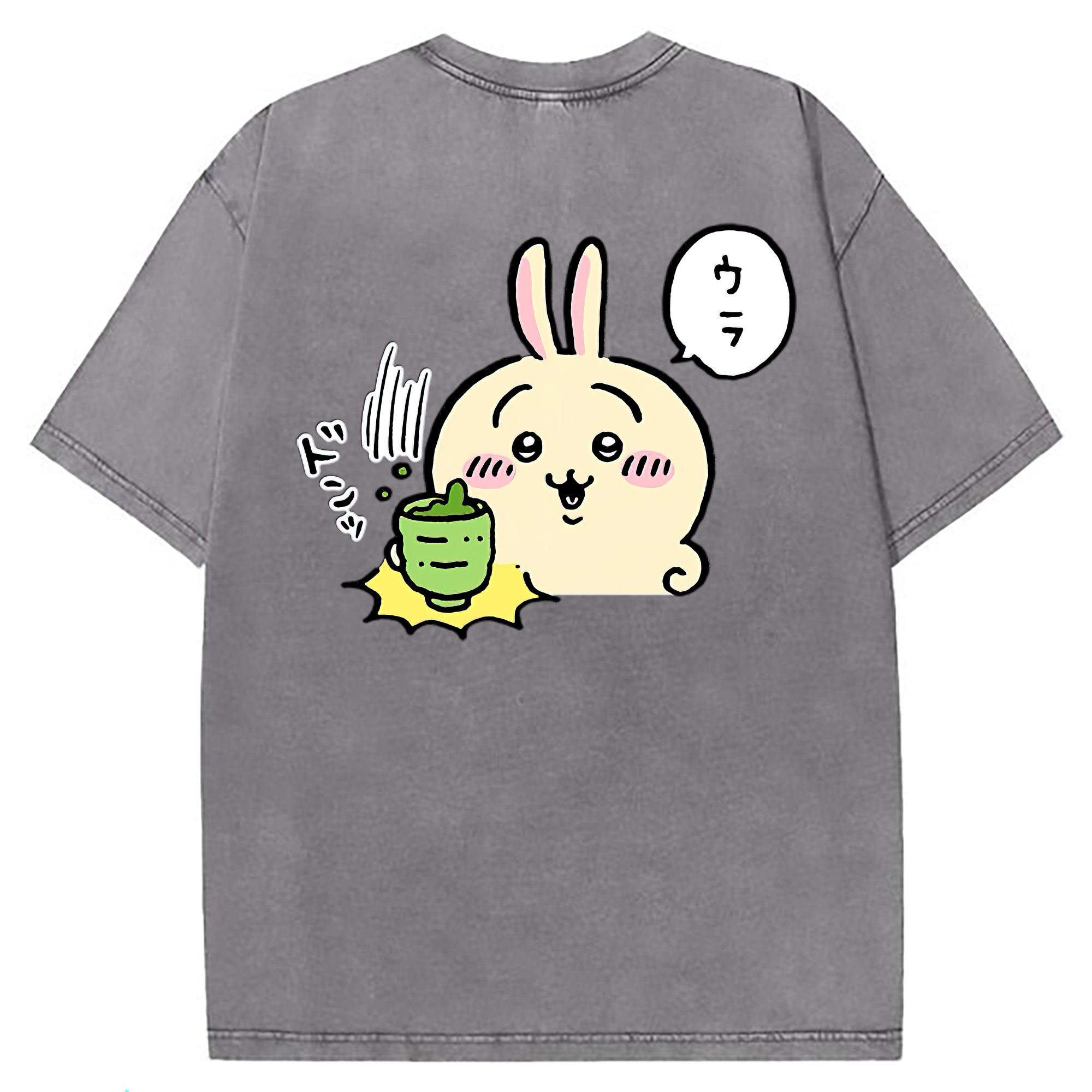 （画像用） ちいかわ うさぎ Chii-kawa usagi 綿100% ヴィンテージ風 半袖Tシャツ（背面プリント）