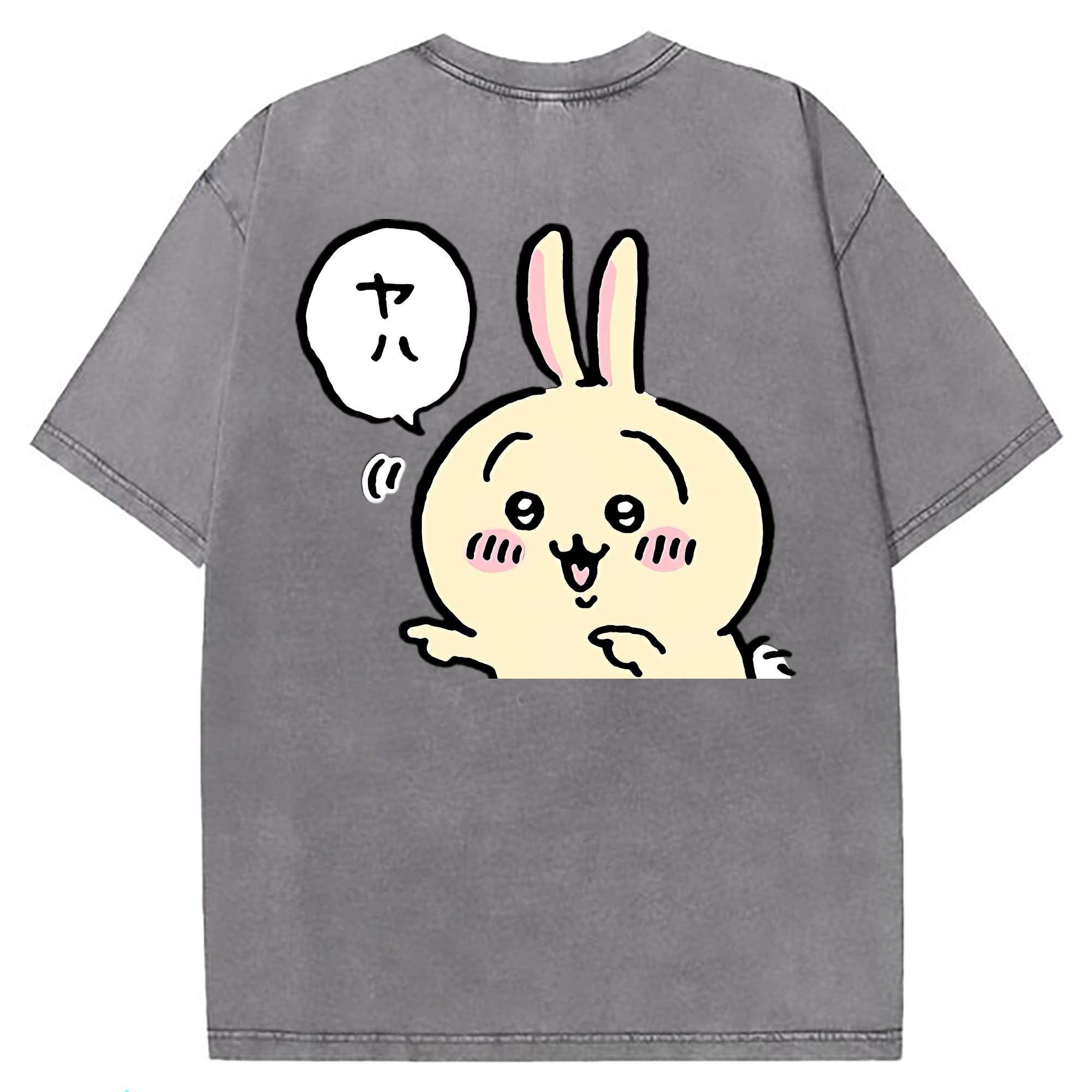 （画像用） ちいかわ うさぎ Chii-kawa usagi 綿100% ヴィンテージ風 半袖Tシャツ（背面プリント）
