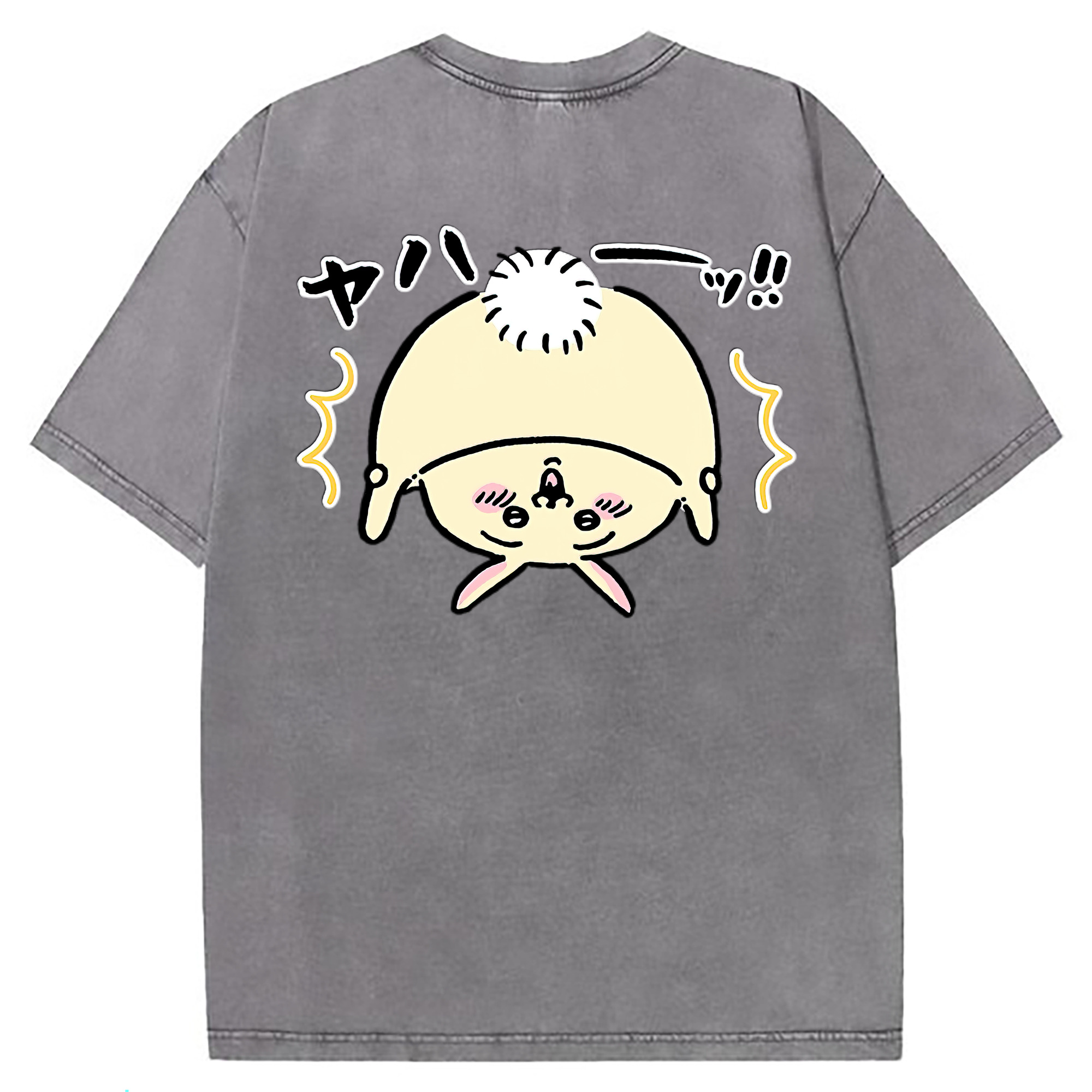 （画像用） ちいかわ うさぎ Chii-kawa usagi 綿100% ヴィンテージ風 半袖Tシャツ（背面プリント）