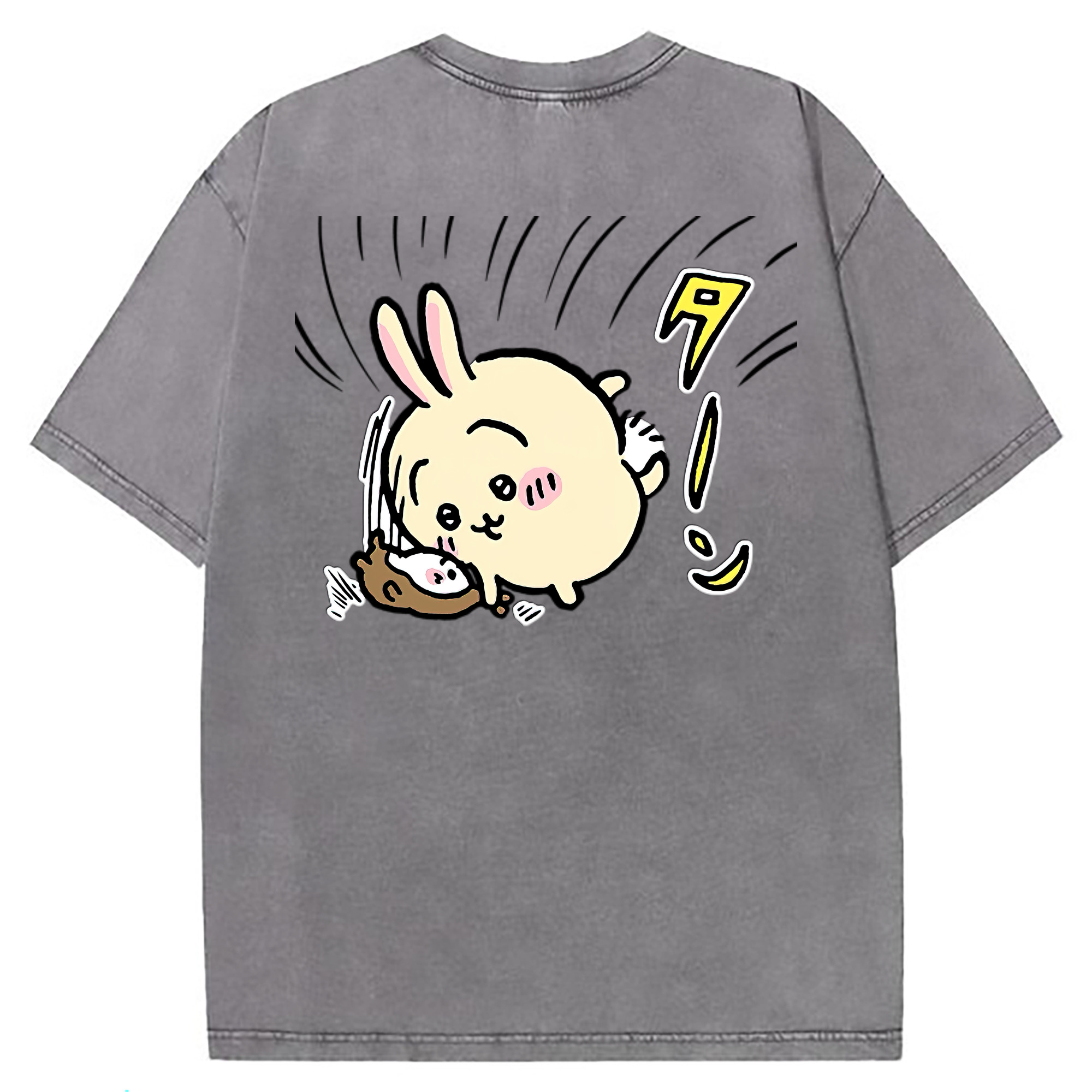 （画像用） ちいかわ うさぎ Chii-kawa usagi 綿100% ヴィンテージ風 半袖Tシャツ（背面プリント）