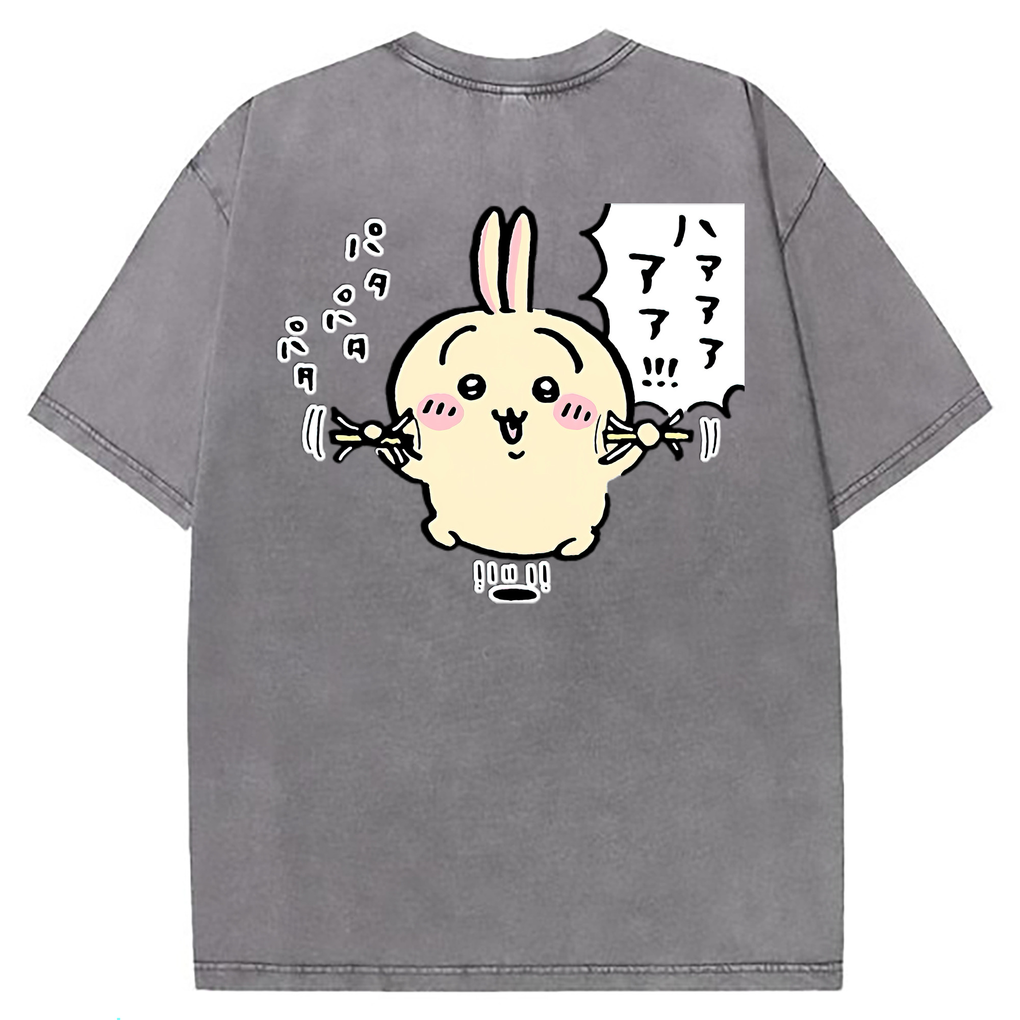 （画像用） ちいかわ うさぎ Chii-kawa usagi 綿100% ヴィンテージ風 半袖Tシャツ（背面プリント）