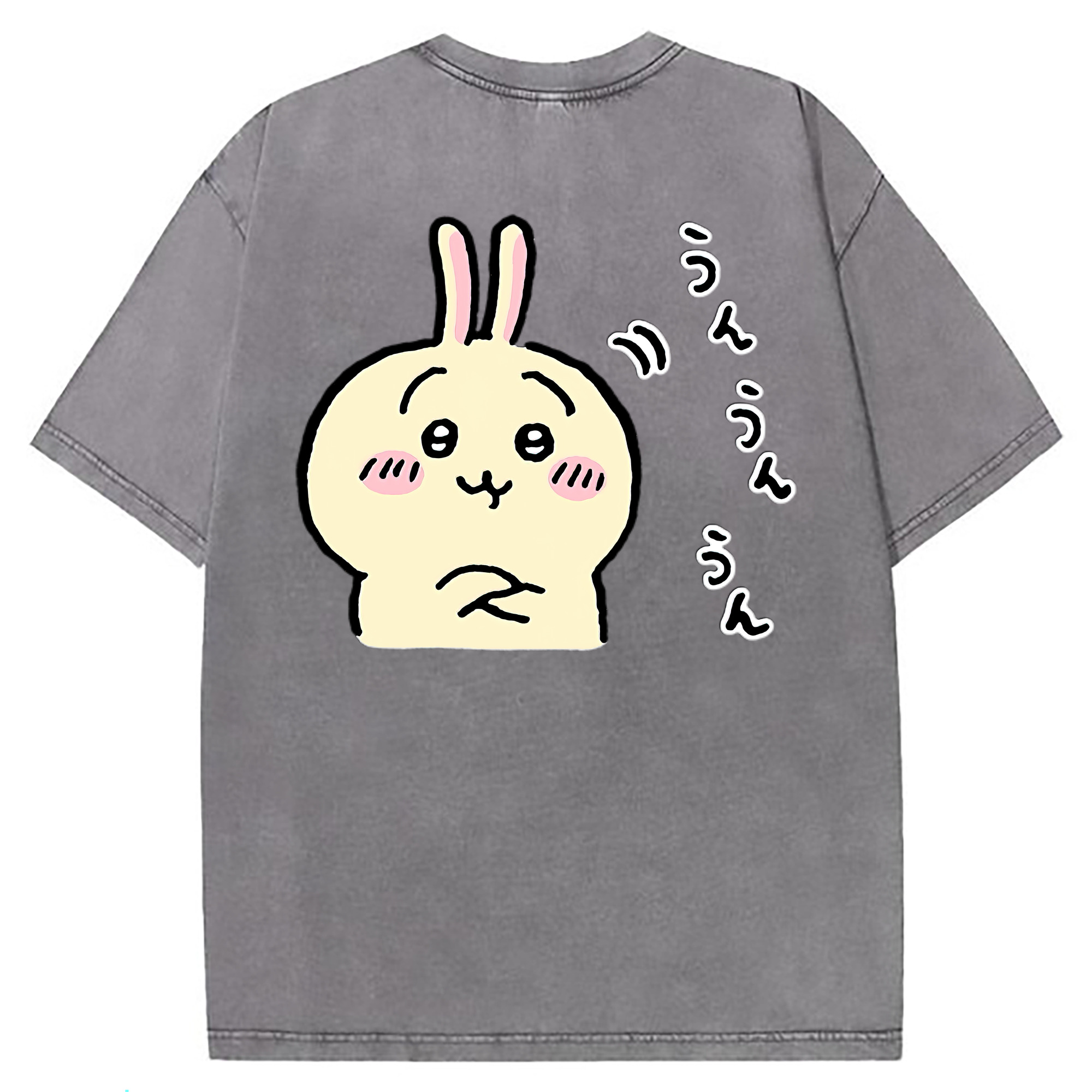 （画像用） ちいかわ うさぎ Chii-kawa usagi 綿100% ヴィンテージ風 半袖Tシャツ（背面プリント）