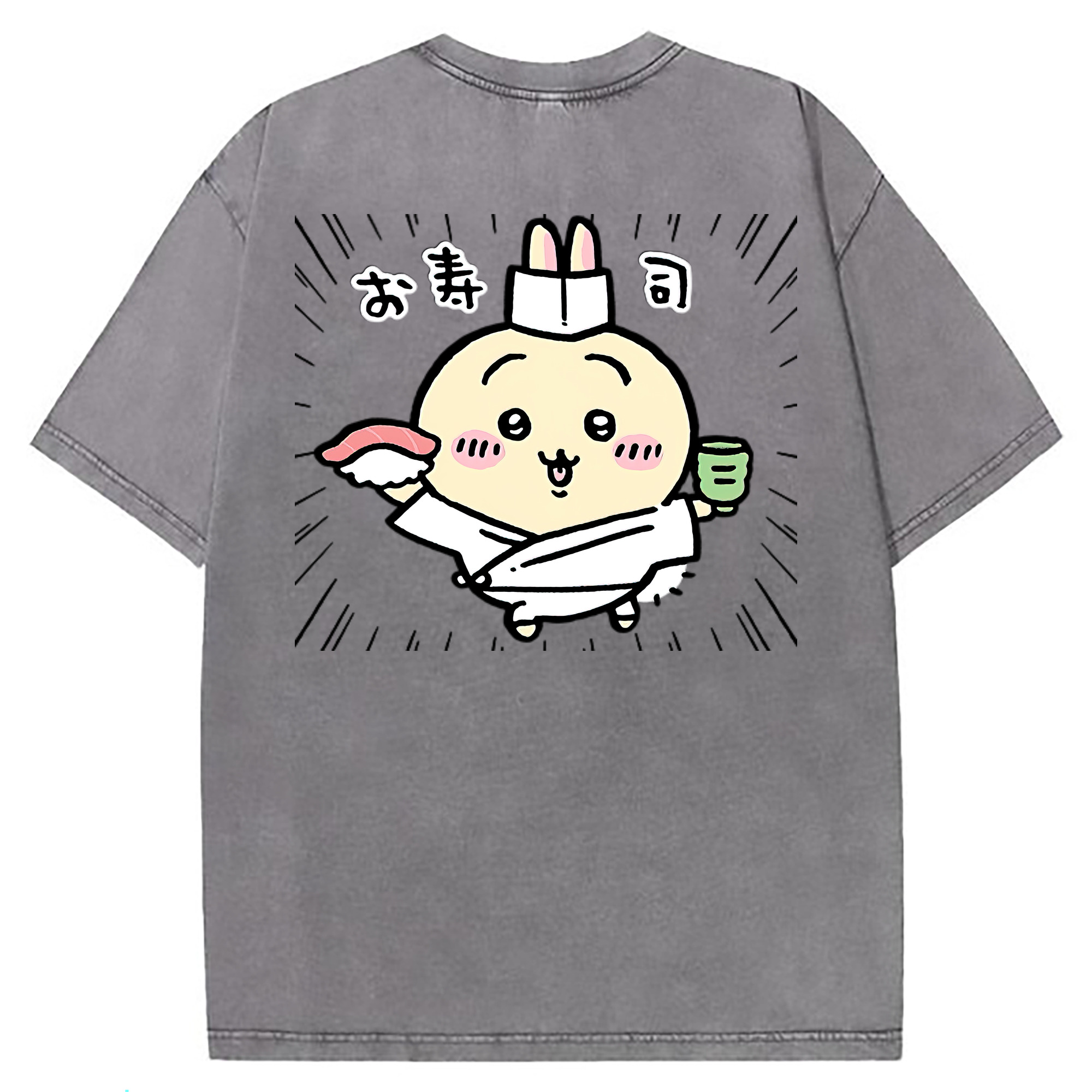 （画像用） ちいかわ うさぎ Chii-kawa usagi 綿100% ヴィンテージ風 半袖Tシャツ（背面プリント）