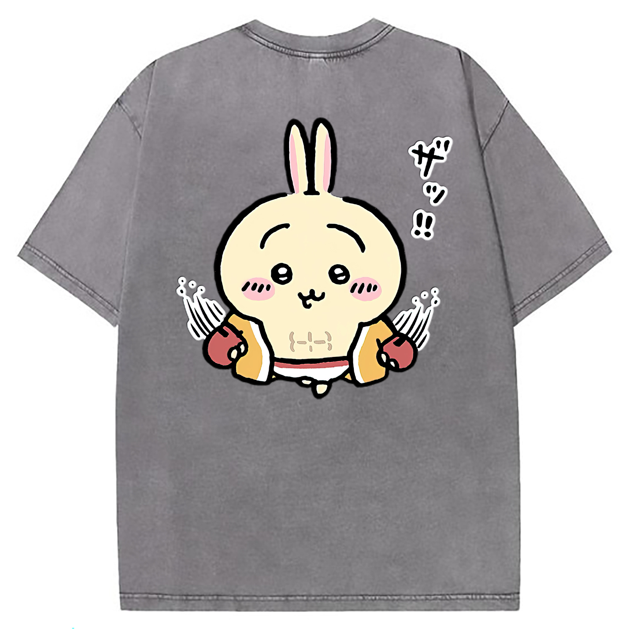 （画像用） ちいかわ うさぎ Chii-kawa usagi 綿100% ヴィンテージ風 半袖Tシャツ（背面プリント）