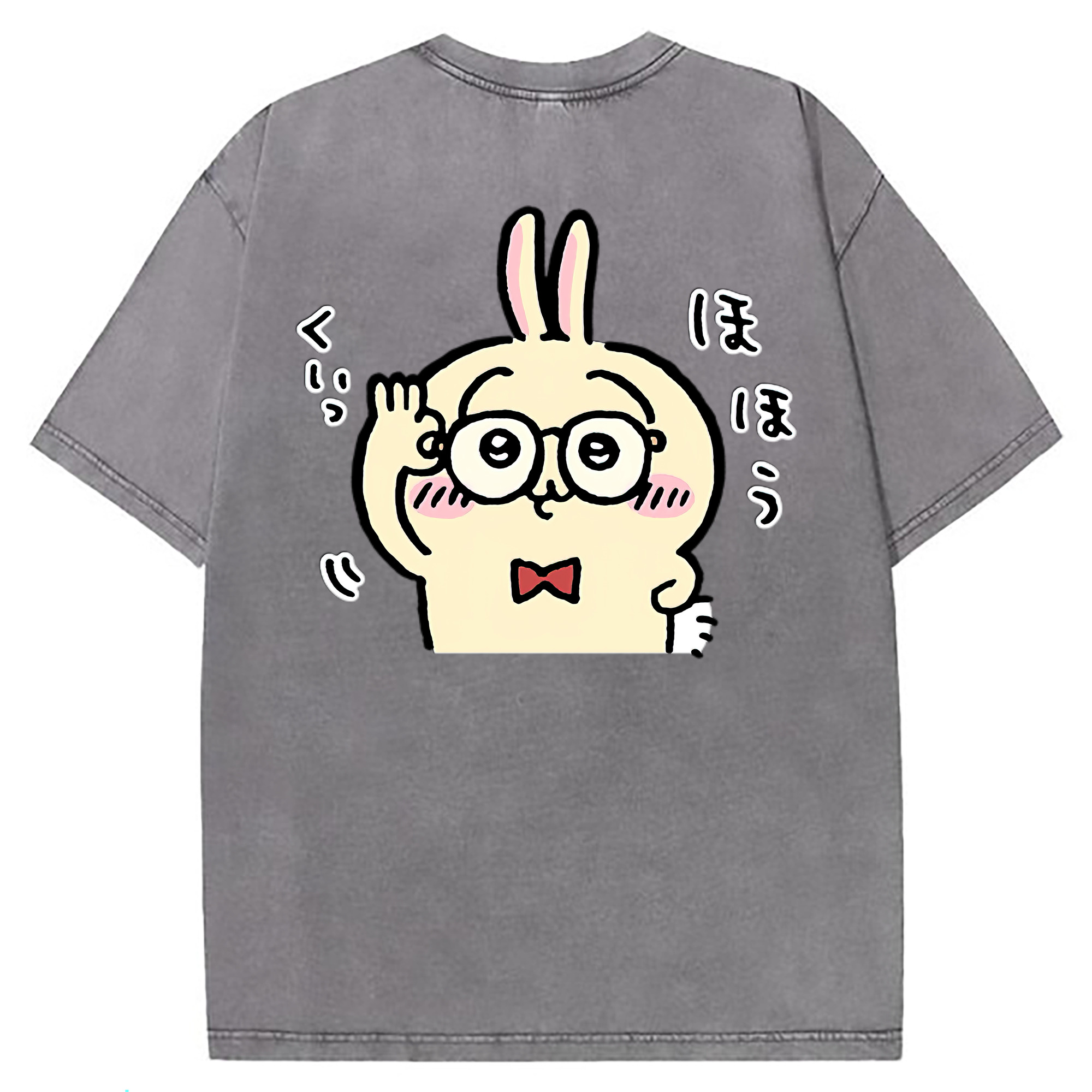 （画像用） ちいかわ うさぎ Chii-kawa usagi 綿100% ヴィンテージ風 半袖Tシャツ（背面プリント）