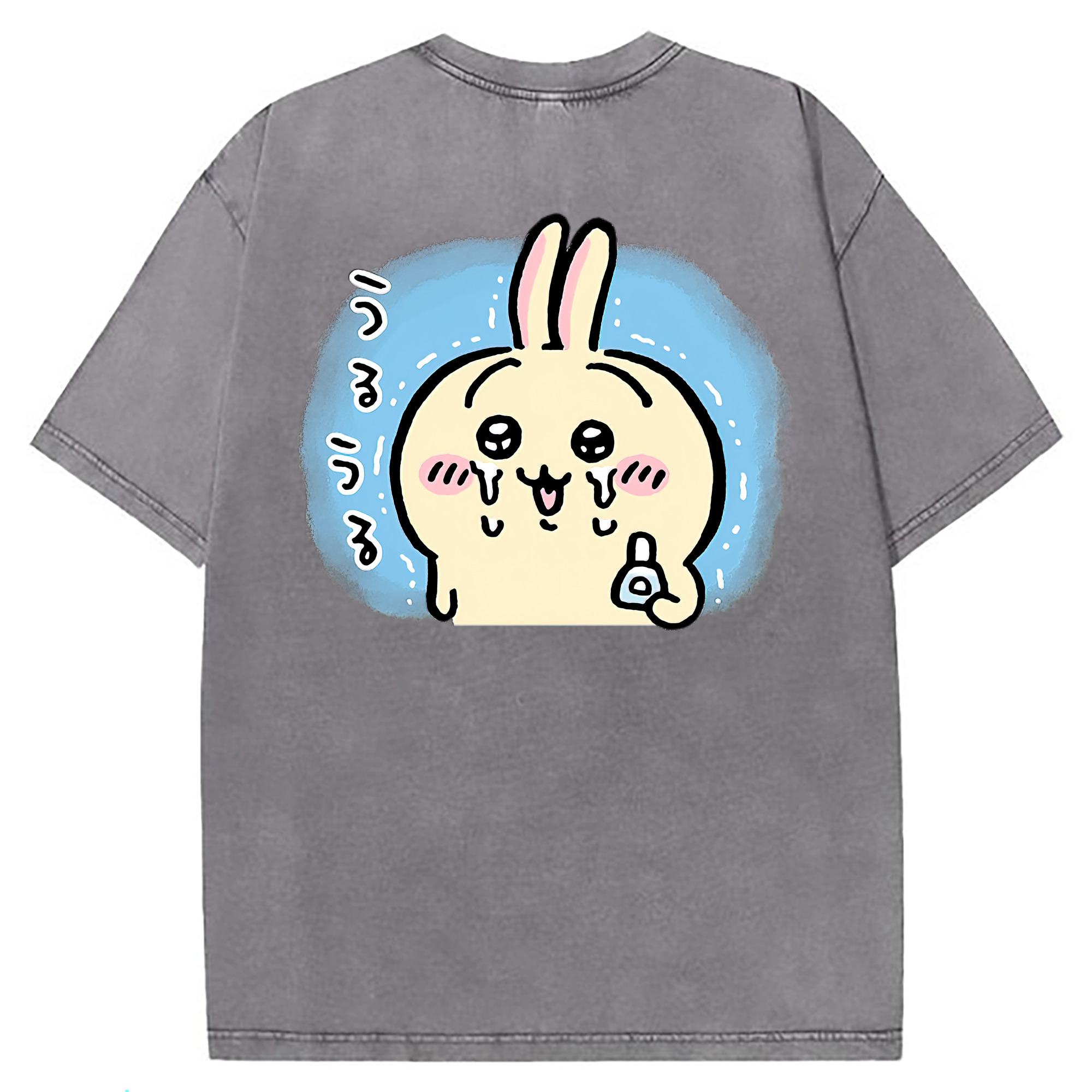 （画像用） ちいかわ うさぎ Chii-kawa usagi 綿100% ヴィンテージ風 半袖Tシャツ（背面プリント）