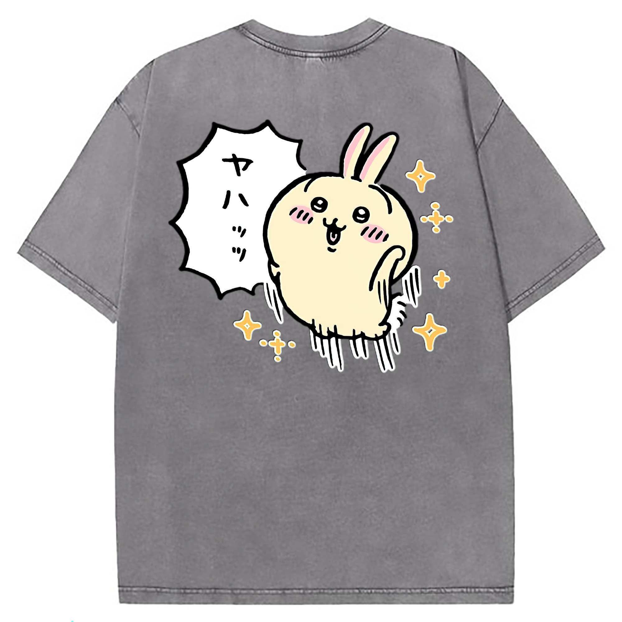 （画像用） ちいかわ うさぎ Chii-kawa usagi 綿100% ヴィンテージ風 半袖Tシャツ（背面プリント）
