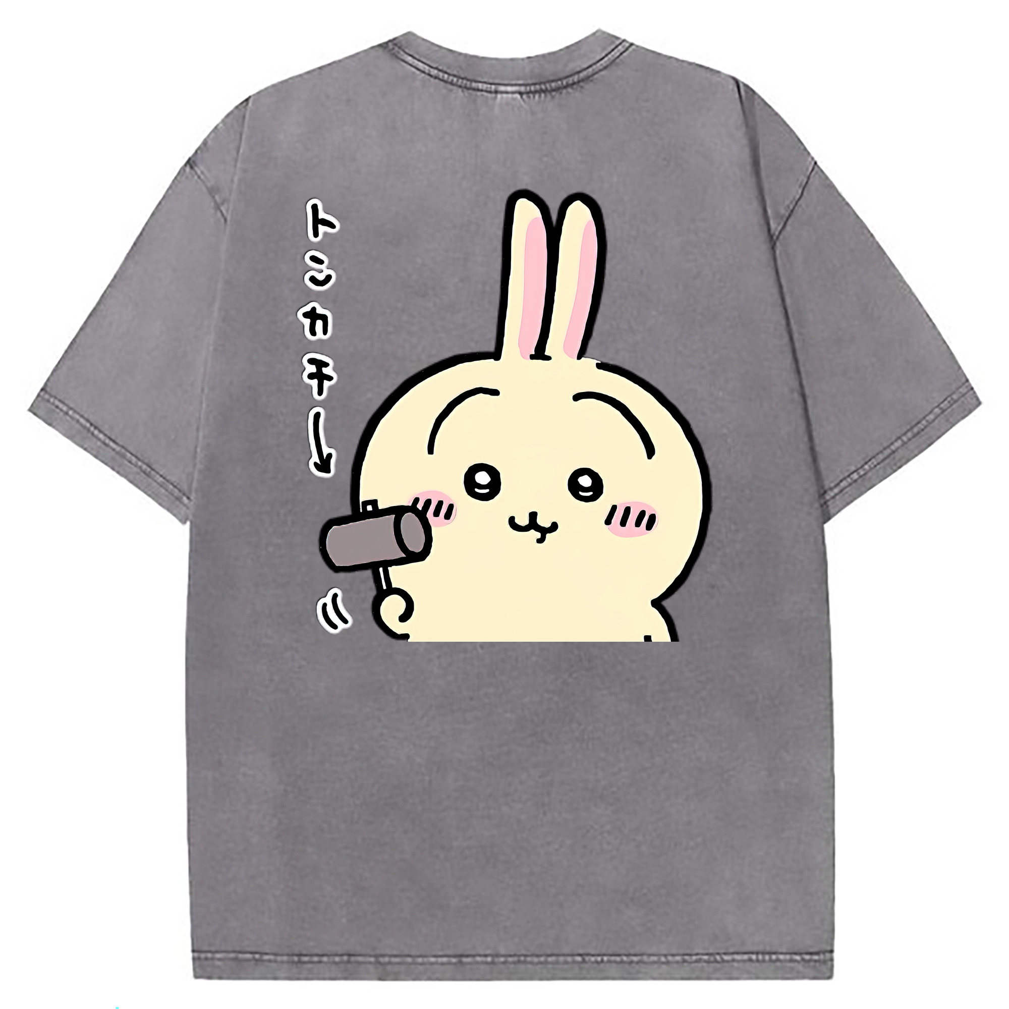 （画像用） ちいかわ うさぎ Chii-kawa usagi 綿100% ヴィンテージ風 半袖Tシャツ（背面プリント）