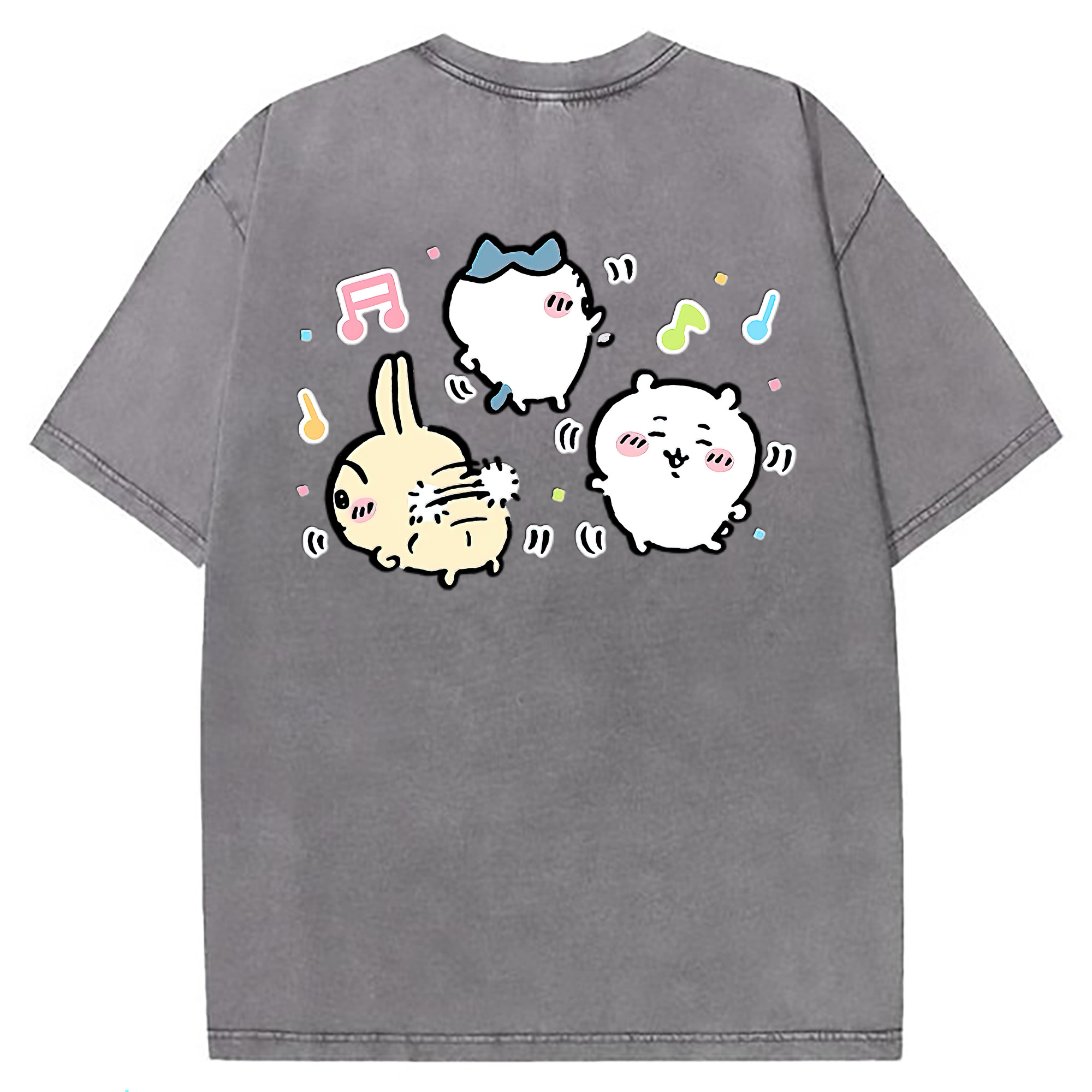 （画像用） ちいかわ うさぎ Chii-kawa usagi 綿100% ヴィンテージ風 半袖Tシャツ（背面プリント）