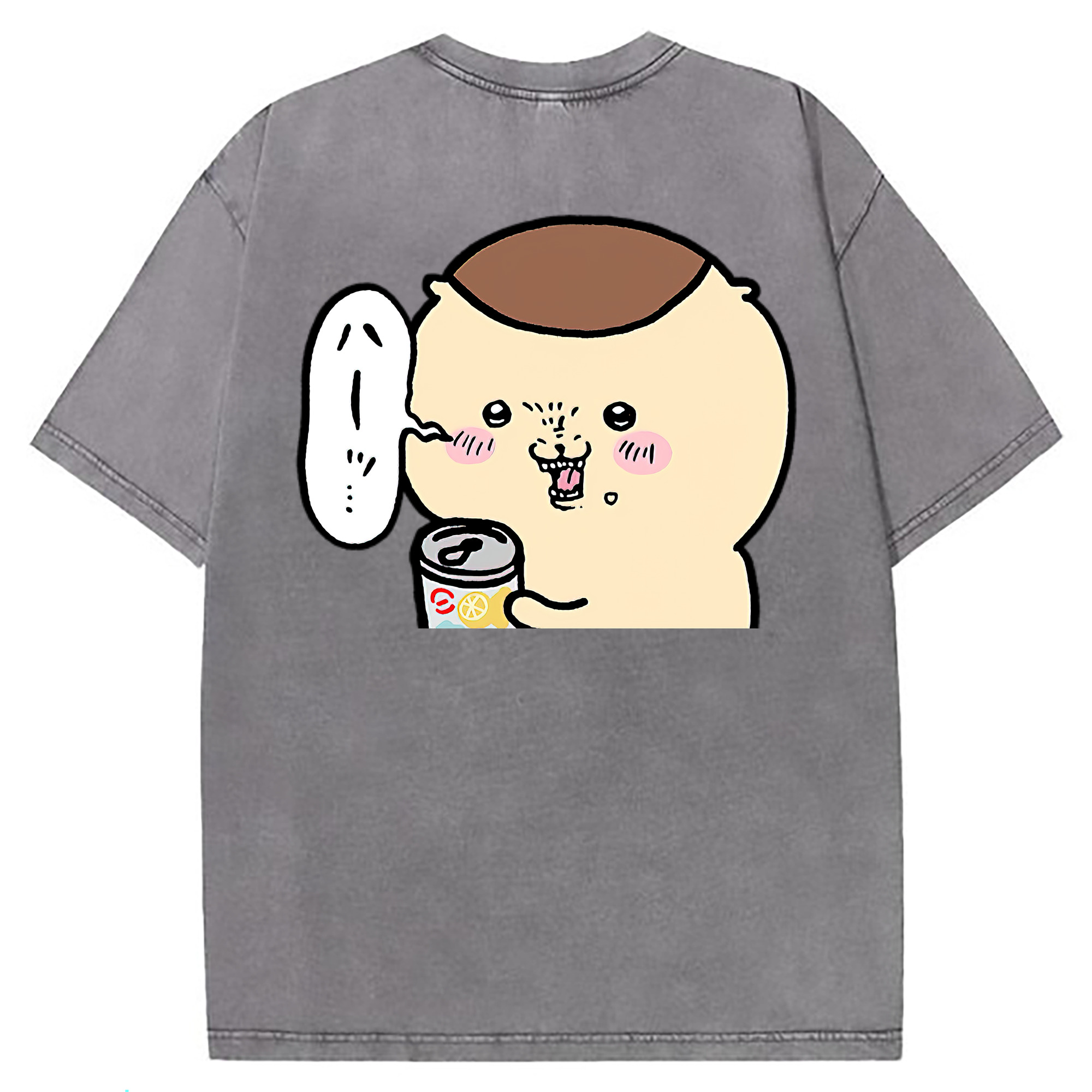 （画像用） ちいかわ くりまんじゅう Chii-kawa kuri manjū 綿100% ヴィンテージ風 半袖Tシャツ（背面プリント）