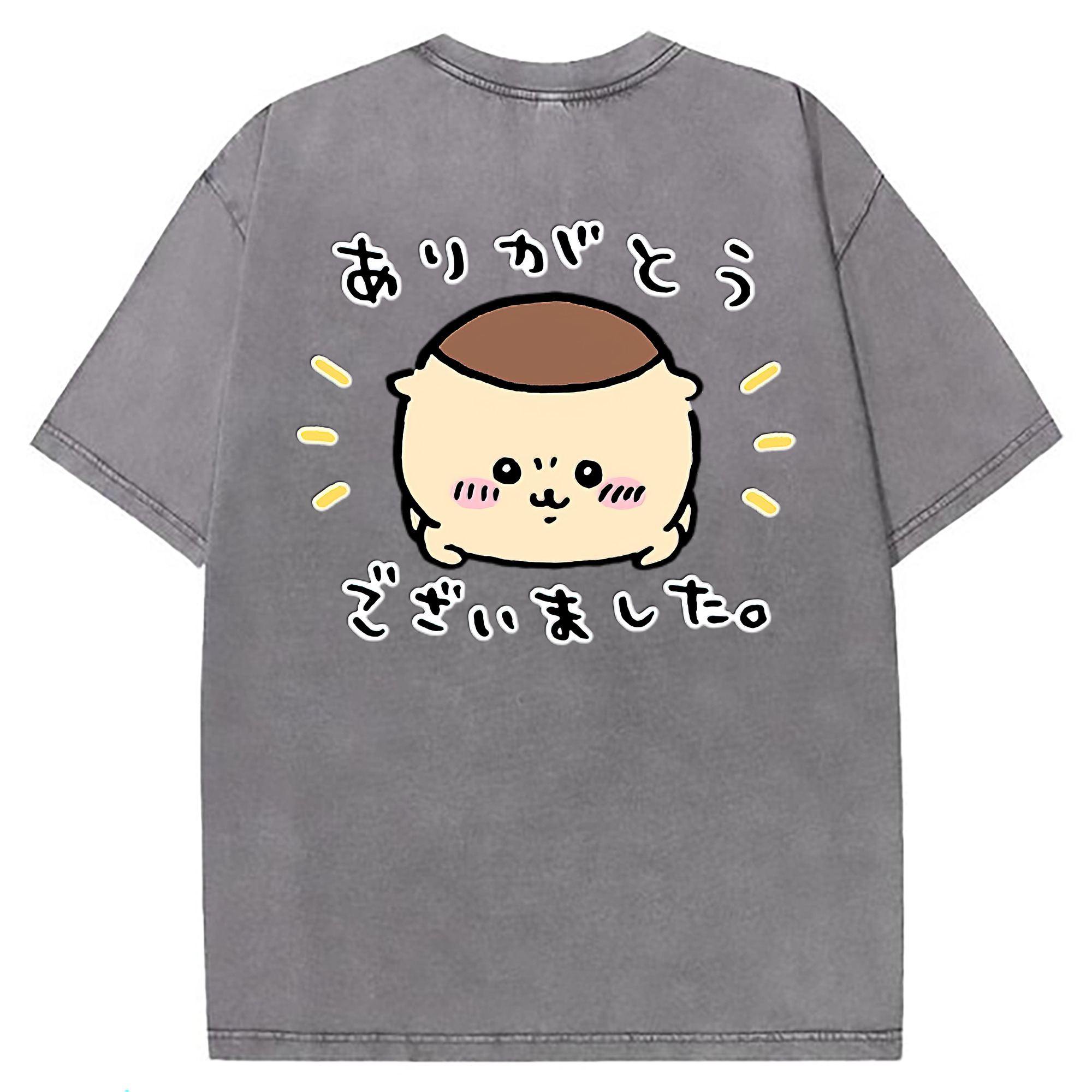 （画像用） ちいかわ くりまんじゅう Chii-kawa kuri manjū 綿100% ヴィンテージ風 半袖Tシャツ（背面プリント）
