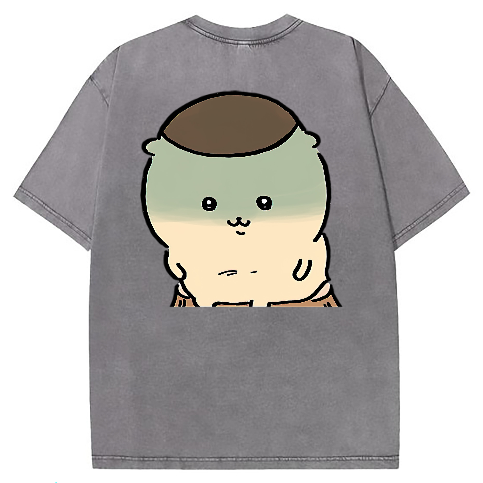 （画像用） ちいかわ くりまんじゅう Chii-kawa kuri manjū 綿100% ヴィンテージ風 半袖Tシャツ（背面プリント）