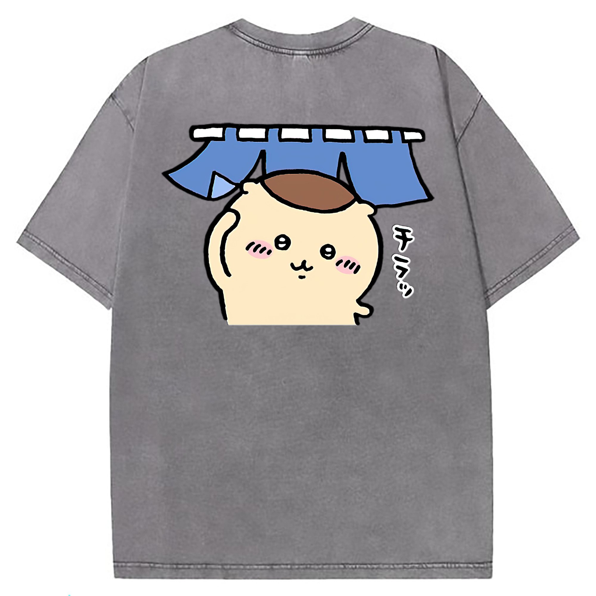 （画像用） ちいかわ くりまんじゅう Chii-kawa kuri manjū 綿100% ヴィンテージ風 半袖Tシャツ（背面プリント）