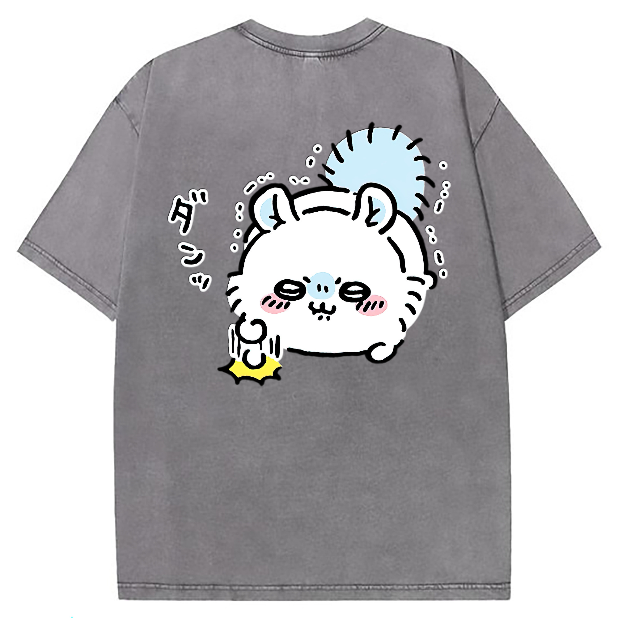 （画像用） ちいかわ モモンガ Chii-kawa Momonga 綿100% ヴィンテージ風 半袖Tシャツ（背面プリント）