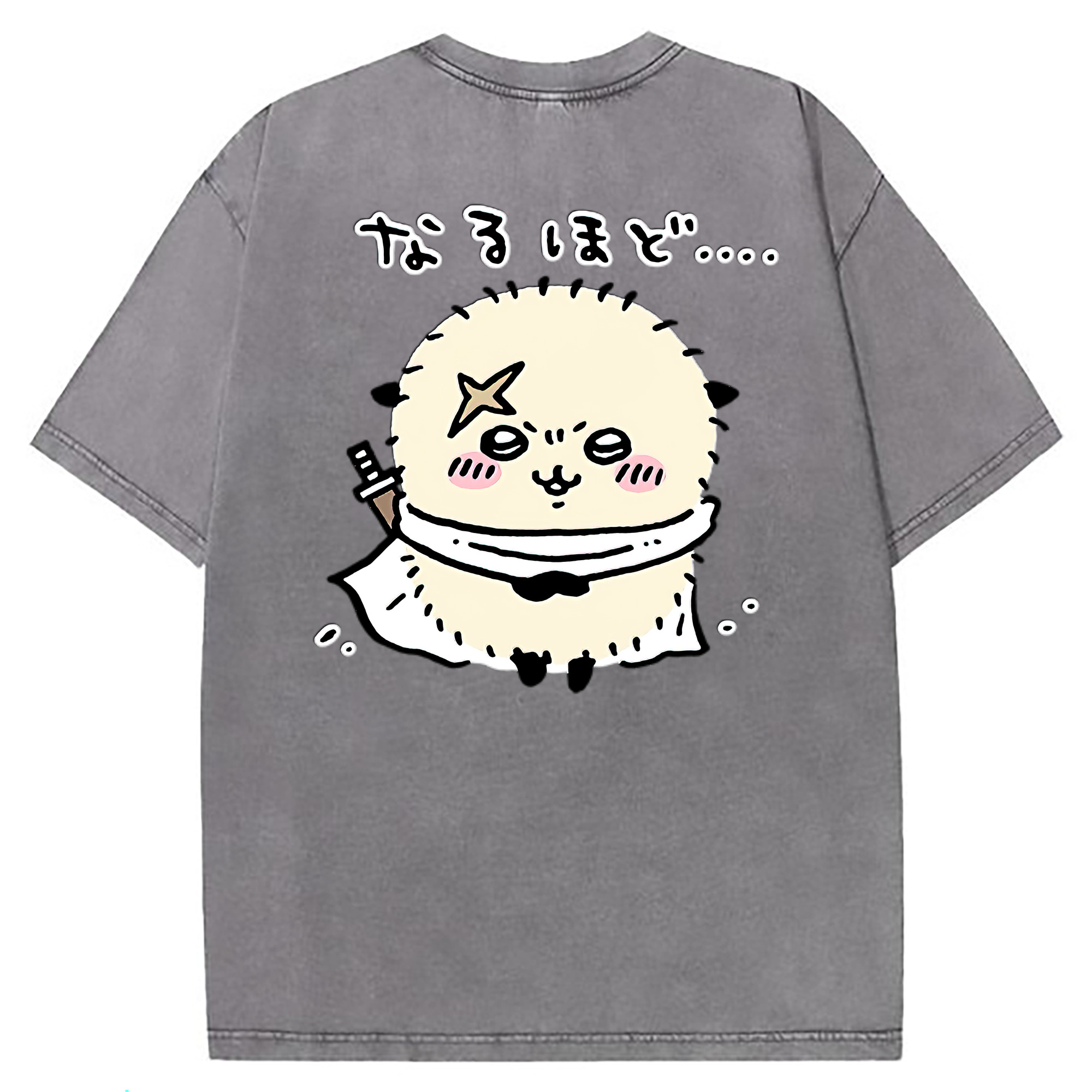 （画像用） ちいかわ ラッコ Chii-kawa Sea otter 綿100% ヴィンテージ風 半袖Tシャツ（背面プリント）