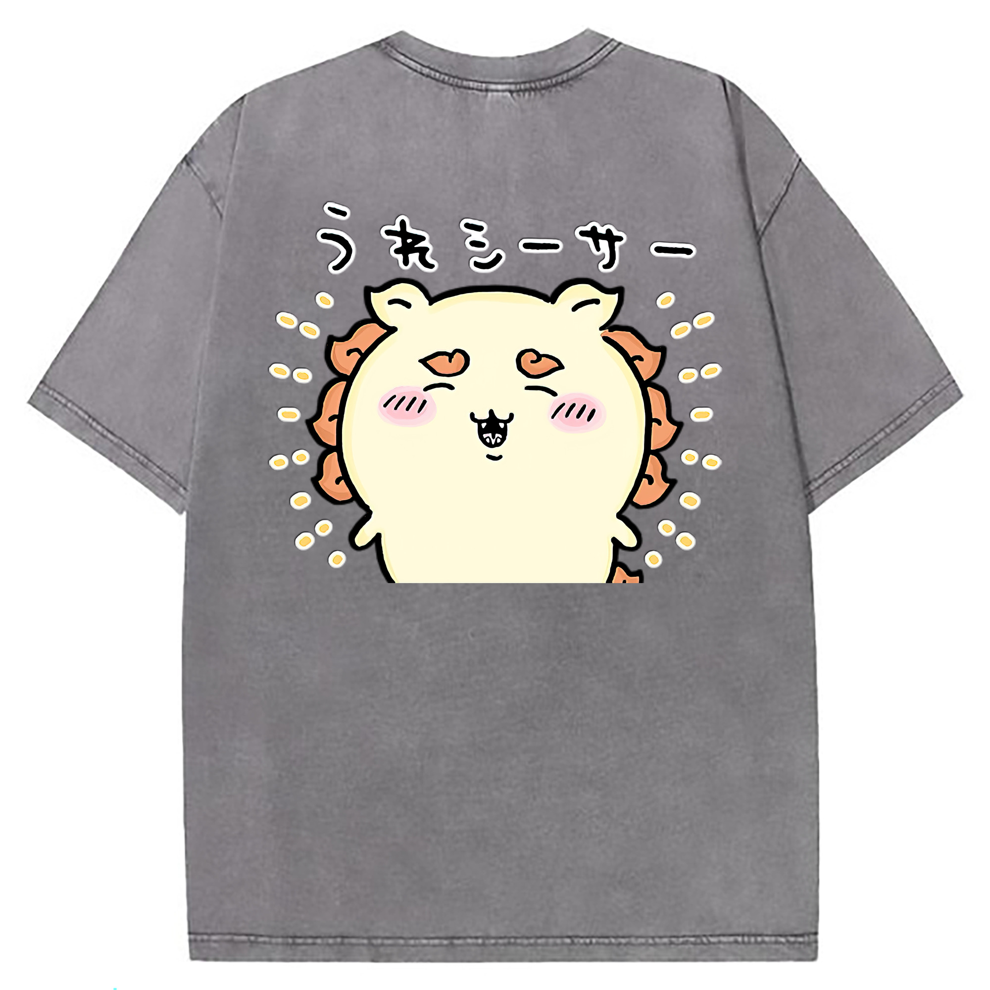 （画像用） ちいかわ シーサー Chii-kawa Shisa 綿100% ヴィンテージ風 半袖Tシャツ（背面プリント）