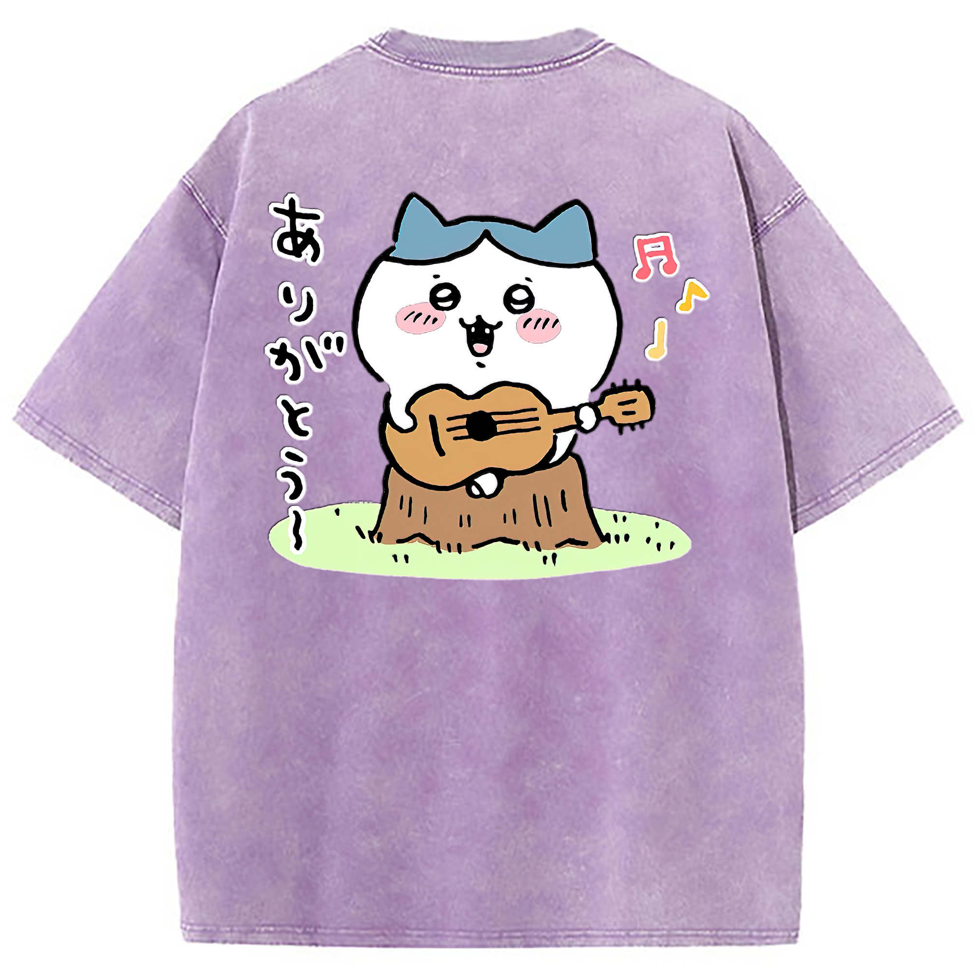 （画像用） ちいかわ ハチワレ Chii-kawa hachiware 綿100% ヴィンテージ風 半袖Tシャツ（背面プリント）
