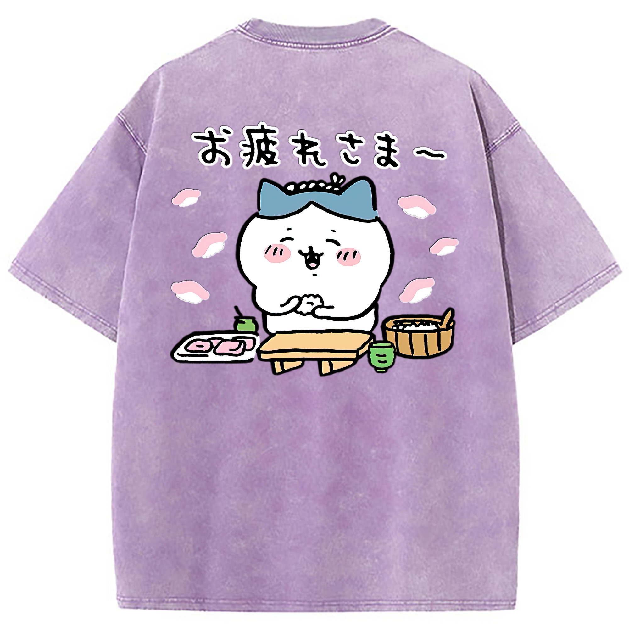 （画像用） ちいかわ ハチワレ Chii-kawa hachiware 綿100% ヴィンテージ風 半袖Tシャツ（背面プリント）