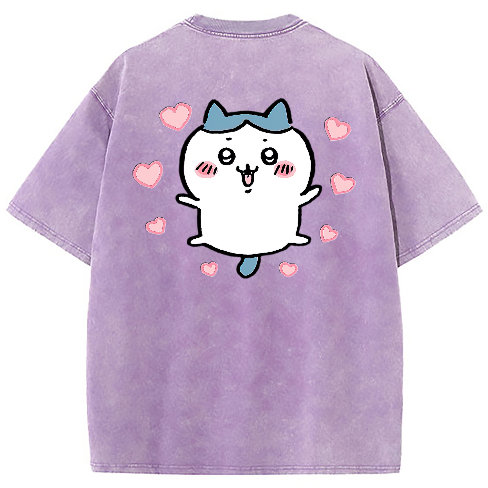 （画像用） ちいかわ ハチワレ Chii-kawa hachiware 綿100% ヴィンテージ風 半袖Tシャツ（背面プリント）