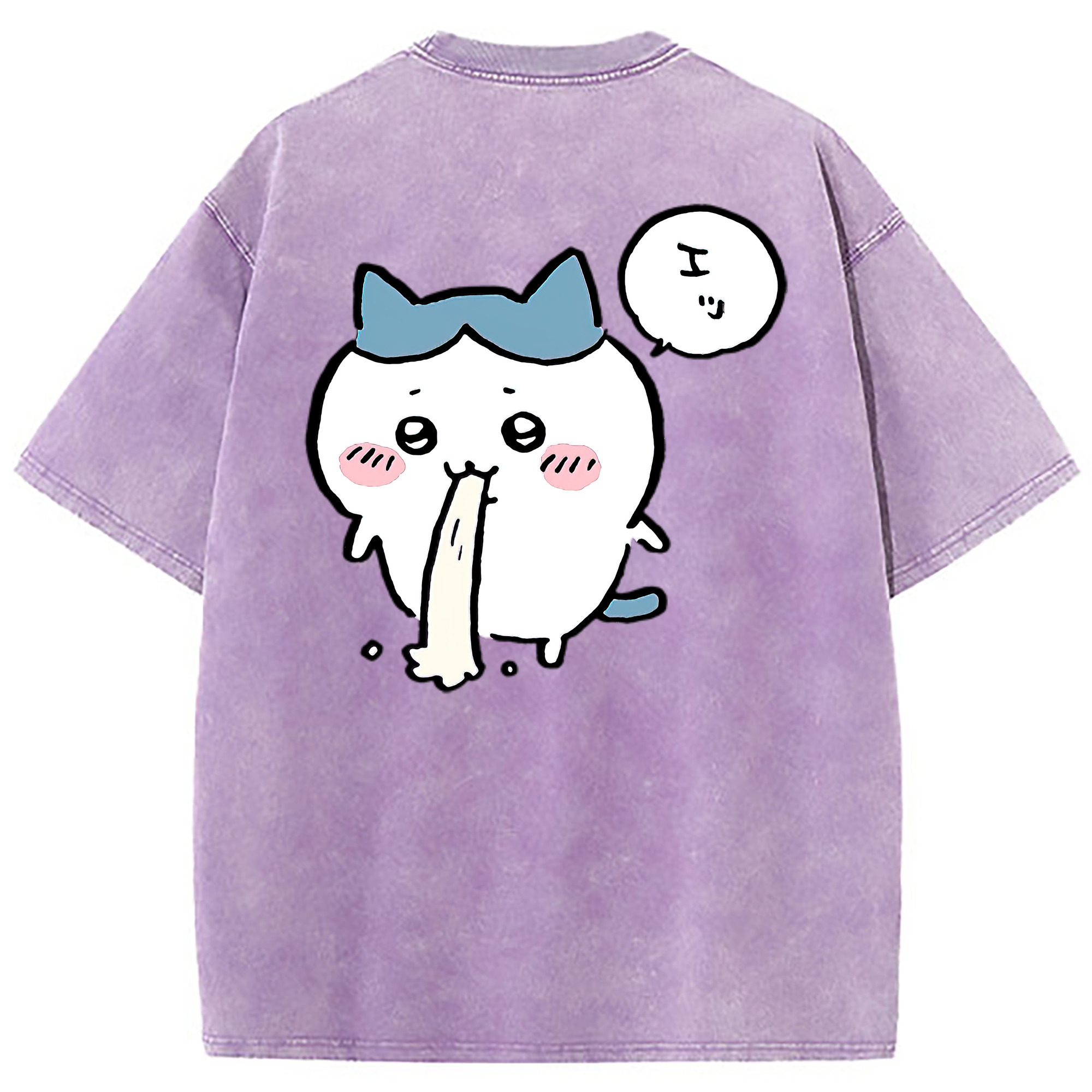 （画像用） ちいかわ ハチワレ Chii-kawa hachiware 綿100% ヴィンテージ風 半袖Tシャツ（背面プリント）