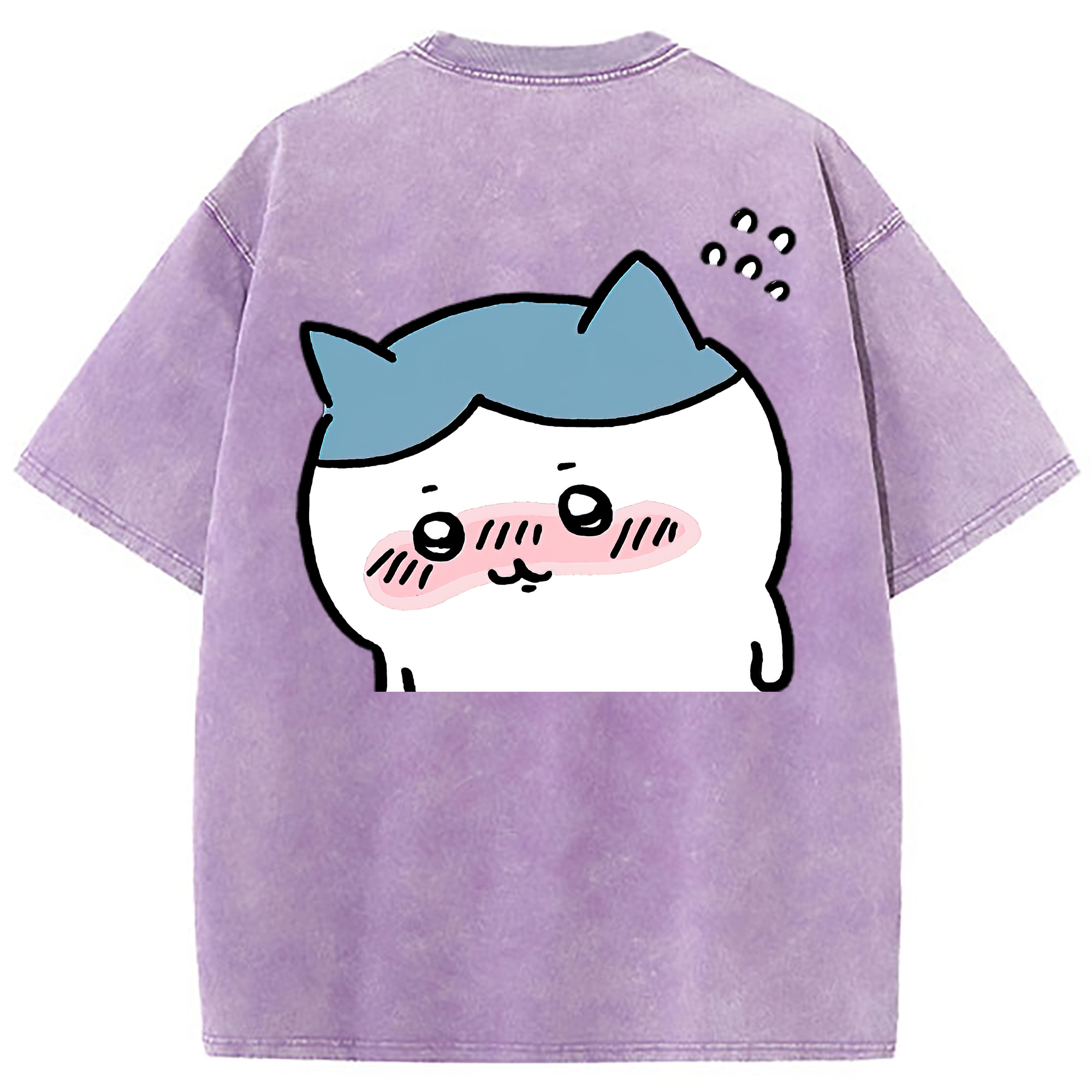 （画像用） ちいかわ ハチワレ Chii-kawa hachiware 綿100% ヴィンテージ風 半袖Tシャツ（背面プリント）