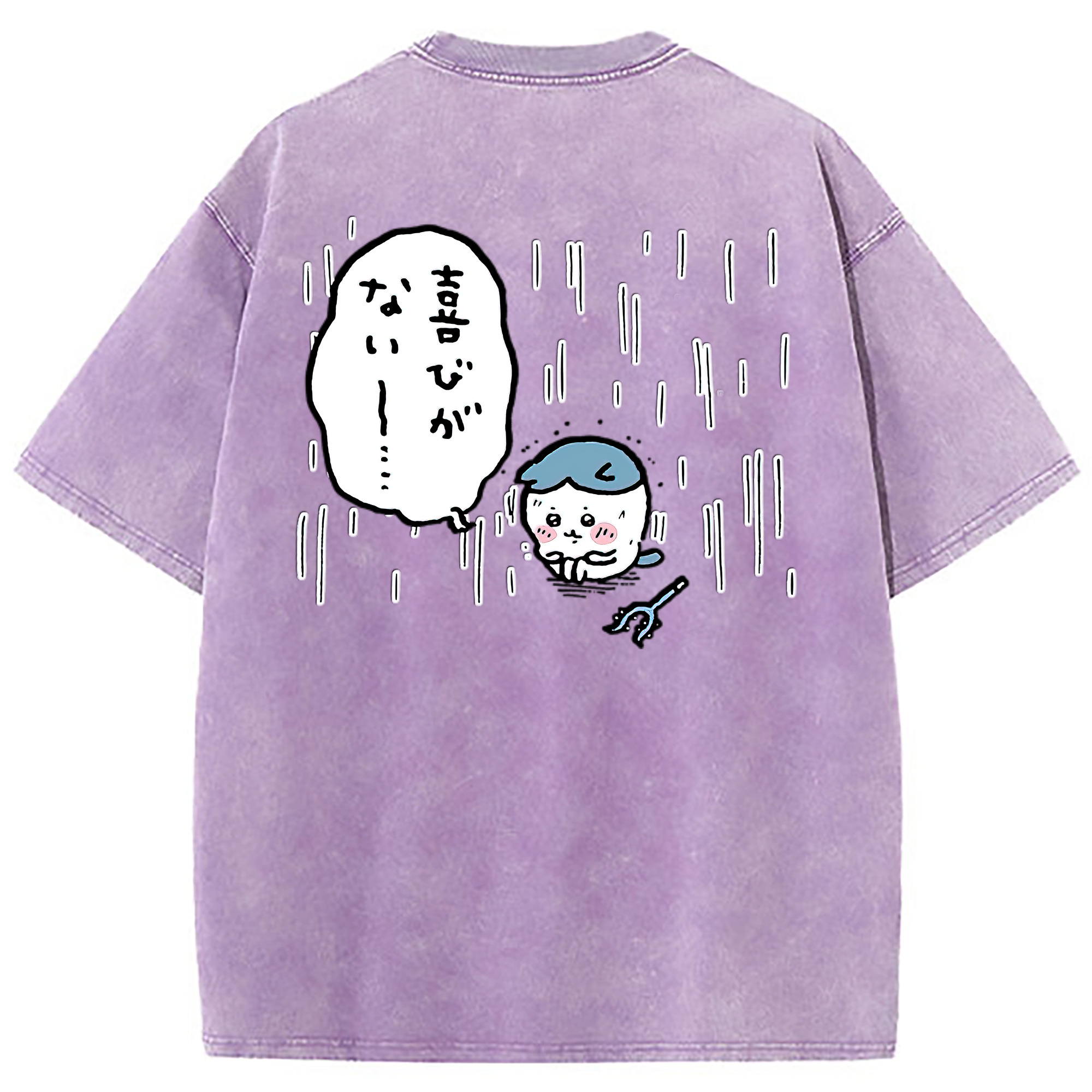 （画像用） ちいかわ ハチワレ Chii-kawa hachiware 綿100% ヴィンテージ風 半袖Tシャツ（背面プリント）
