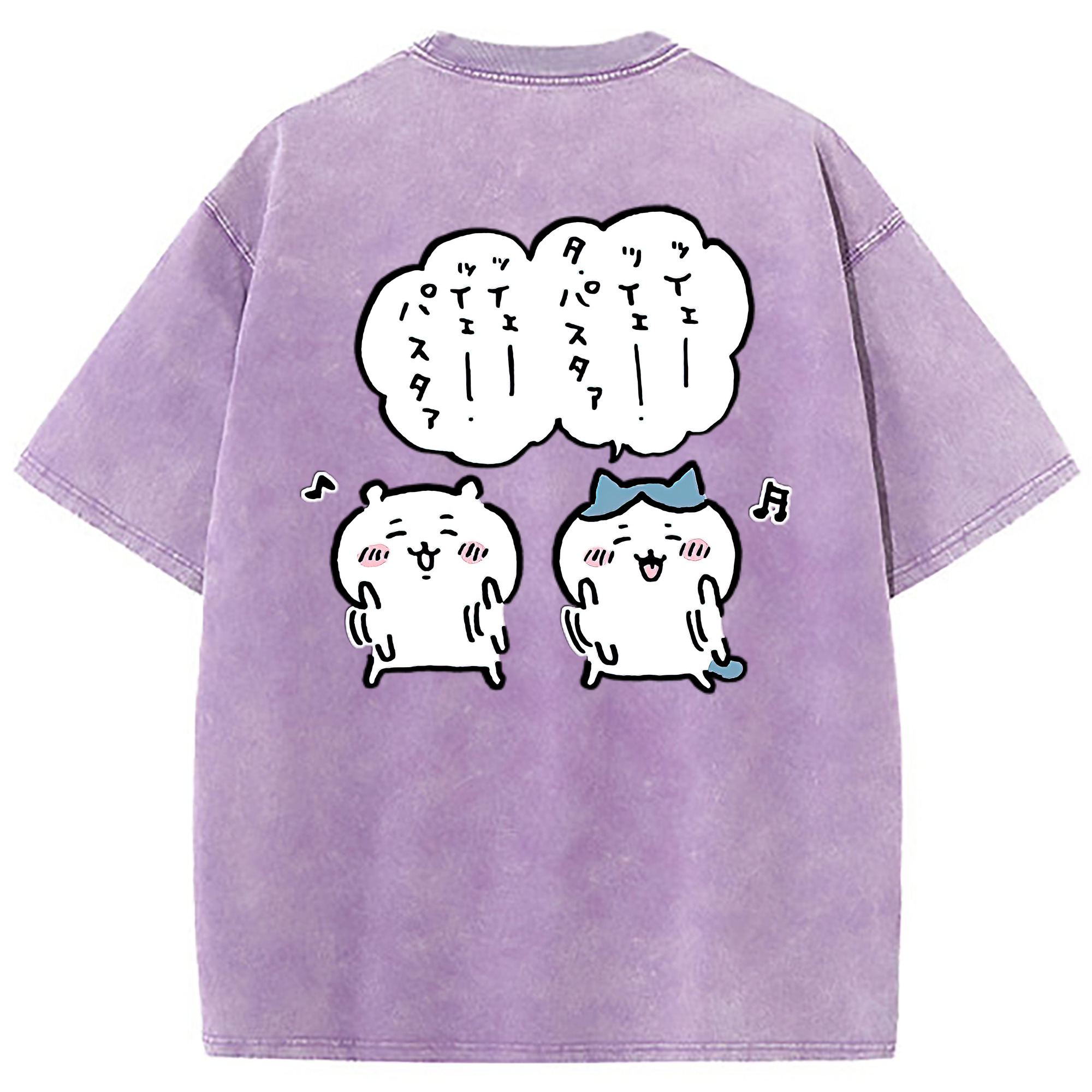 （画像用） ちいかわ ハチワレ Chii-kawa hachiware 綿100% ヴィンテージ風 半袖Tシャツ（背面プリント）