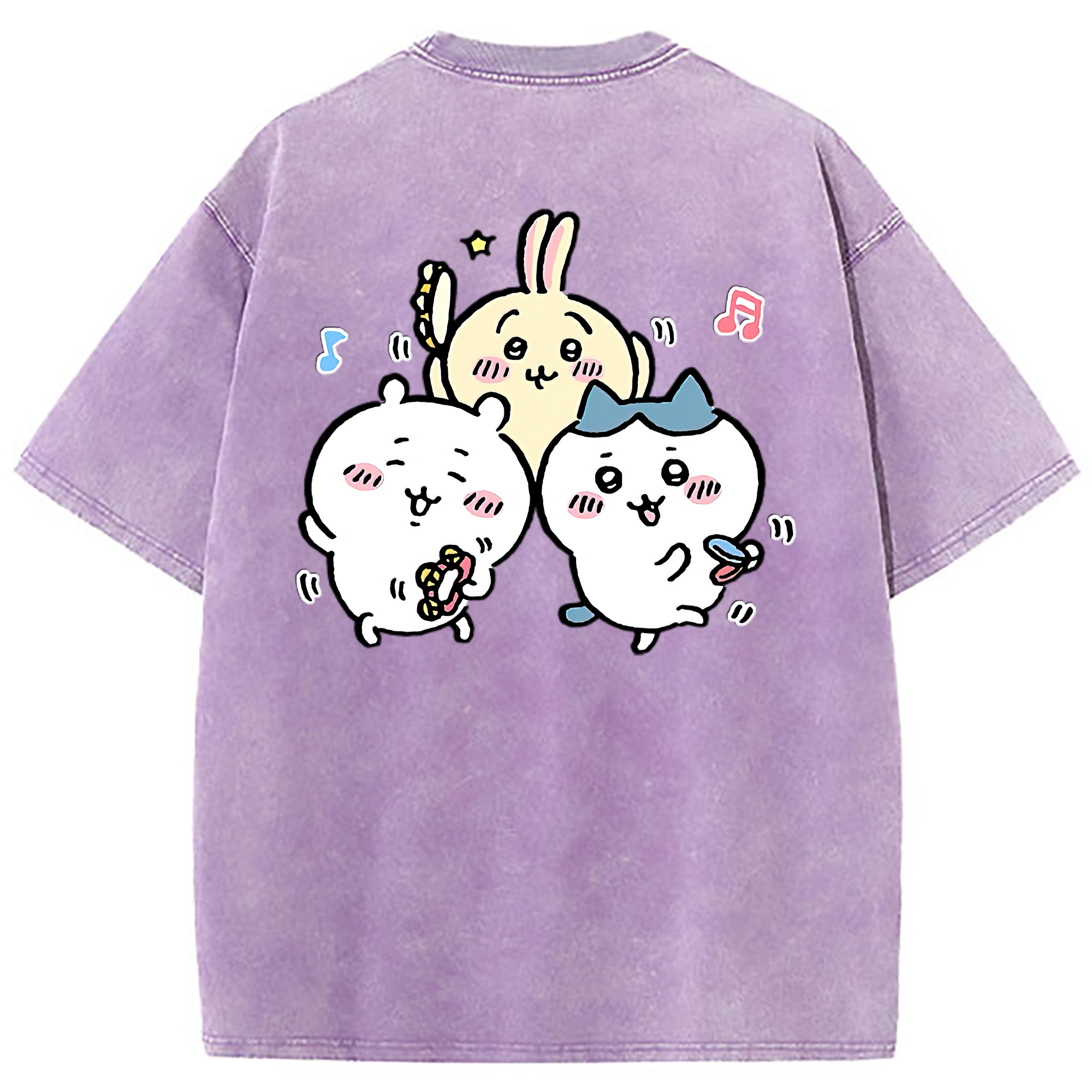（画像用） ちいかわ ハチワレ Chii-kawa hachiware 綿100% ヴィンテージ風 半袖Tシャツ（背面プリント）