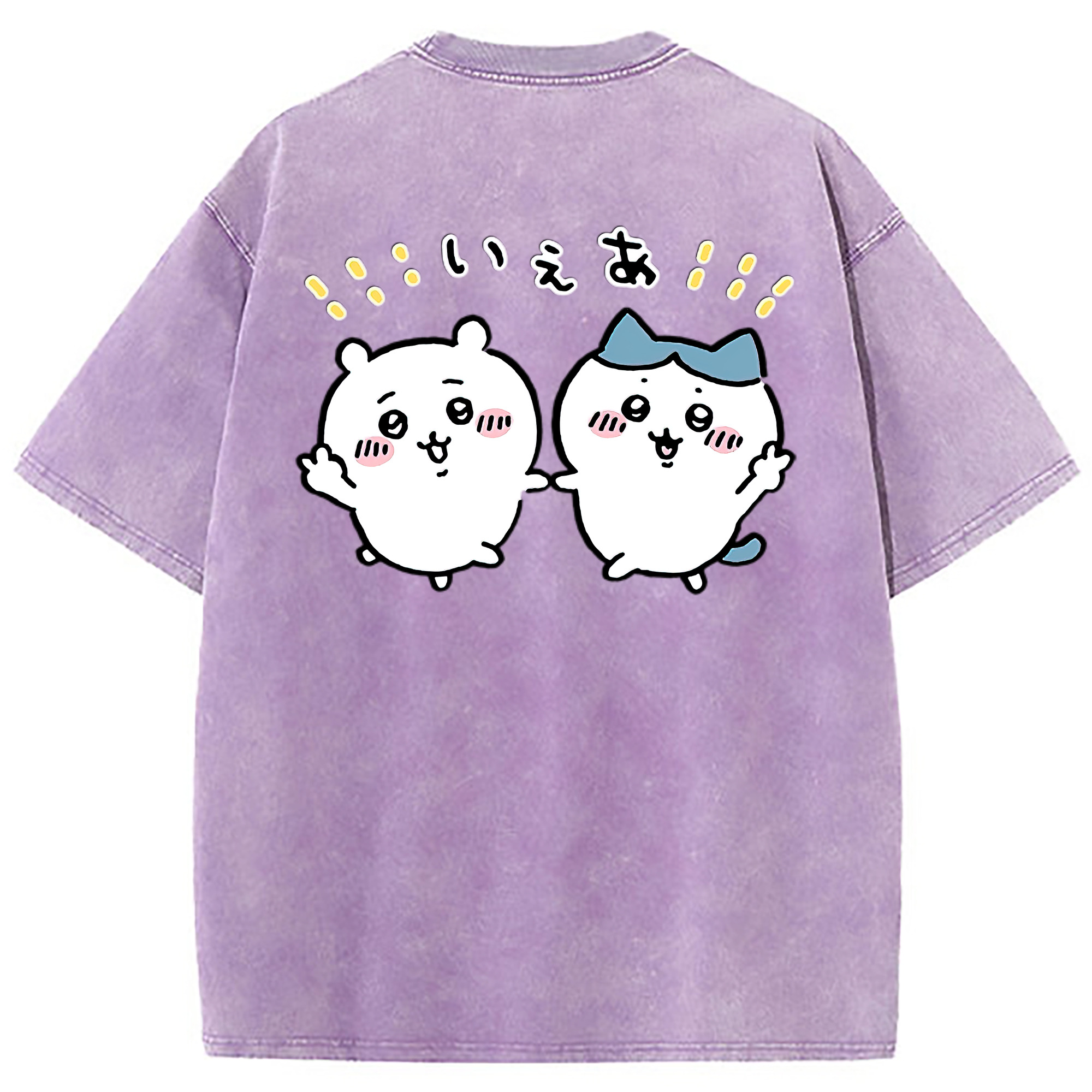 （画像用） ちいかわ ハチワレ Chii-kawa hachiware 綿100% ヴィンテージ風 半袖Tシャツ（背面プリント）