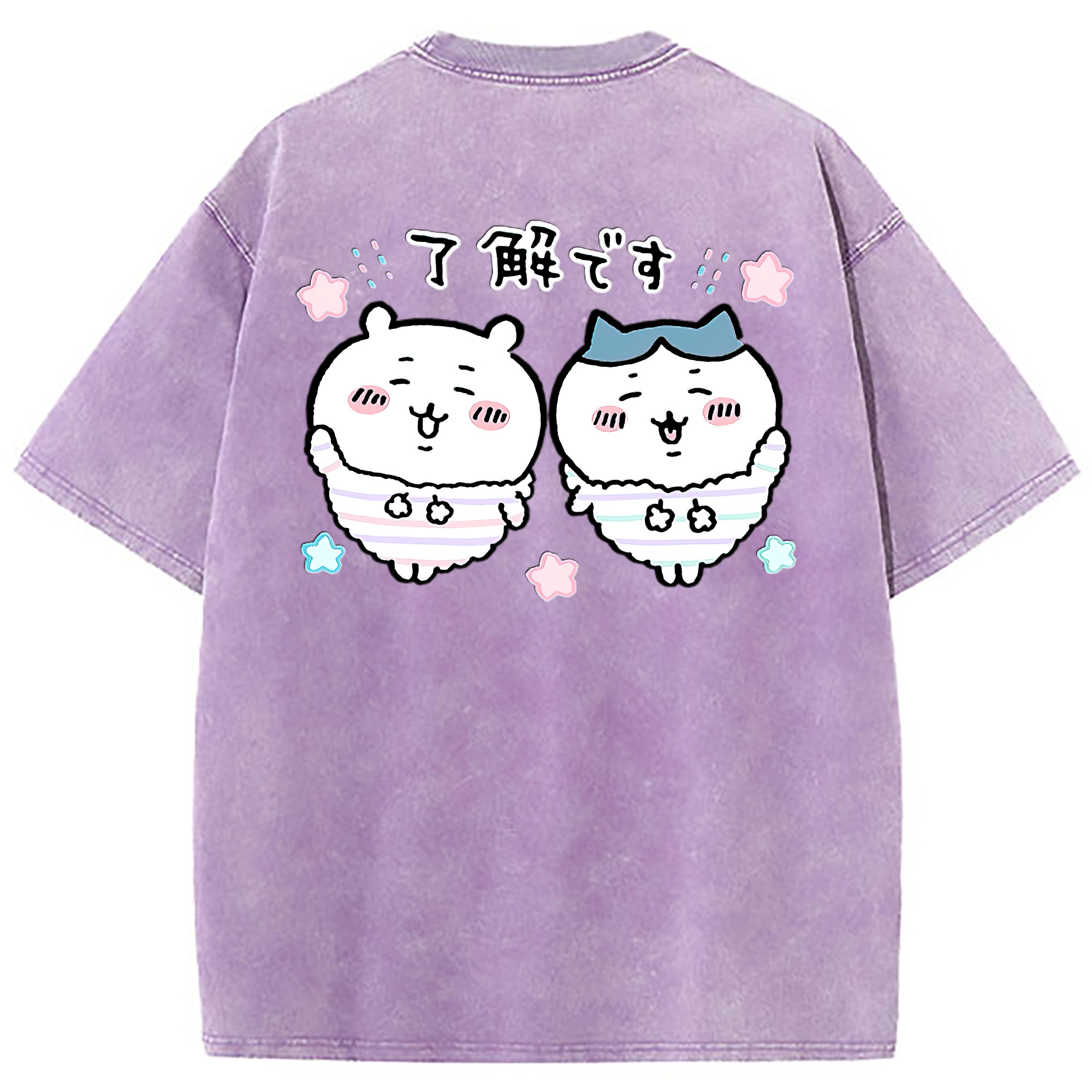 （画像用） ちいかわ ハチワレ Chii-kawa hachiware 綿100% ヴィンテージ風 半袖Tシャツ（背面プリント）