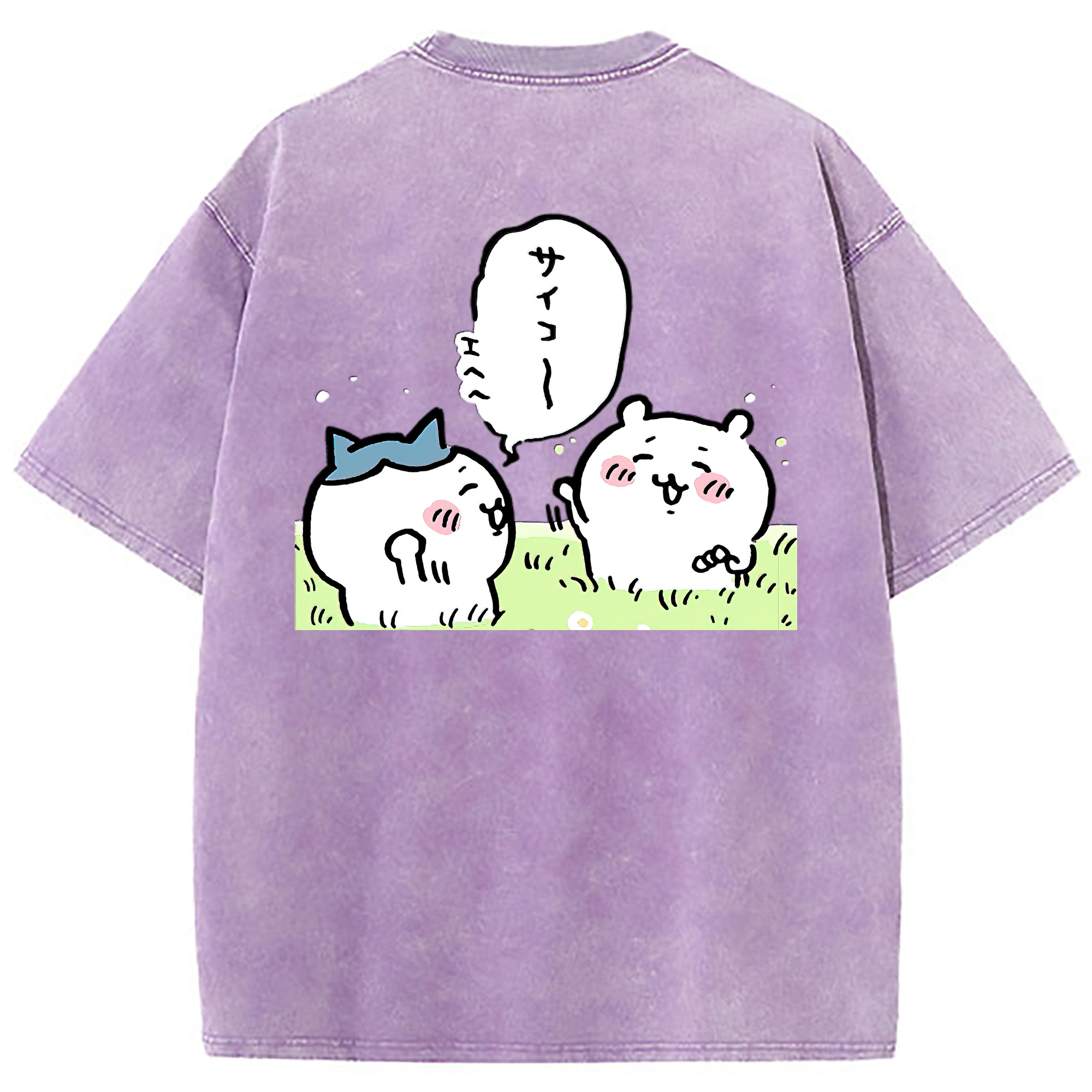 （画像用） ちいかわ ちいかわ Chii-kawa chiikawa 綿100% ヴィンテージ風 半袖Tシャツ（背面プリント）