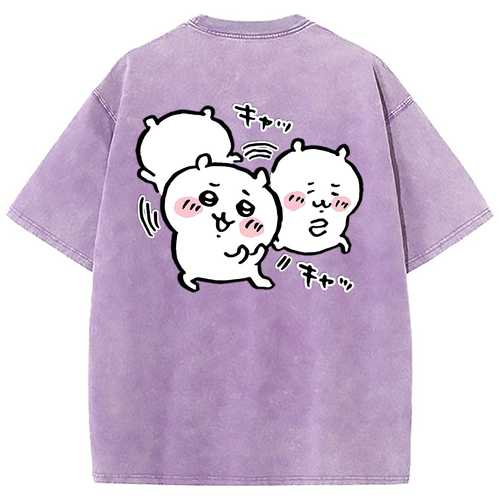 （画像用） ちいかわ ちいかわ Chii-kawa chiikawa 綿100% ヴィンテージ風 半袖Tシャツ（背面プリント）