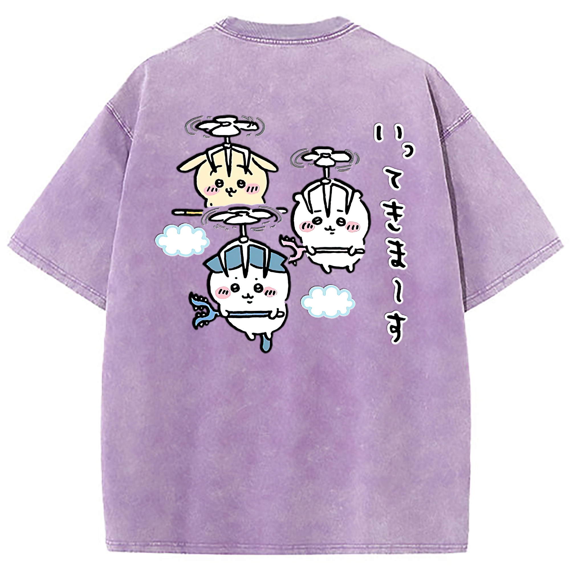 （画像用） ちいかわ ちいかわ Chii-kawa chiikawa 綿100% ヴィンテージ風 半袖Tシャツ（背面プリント）