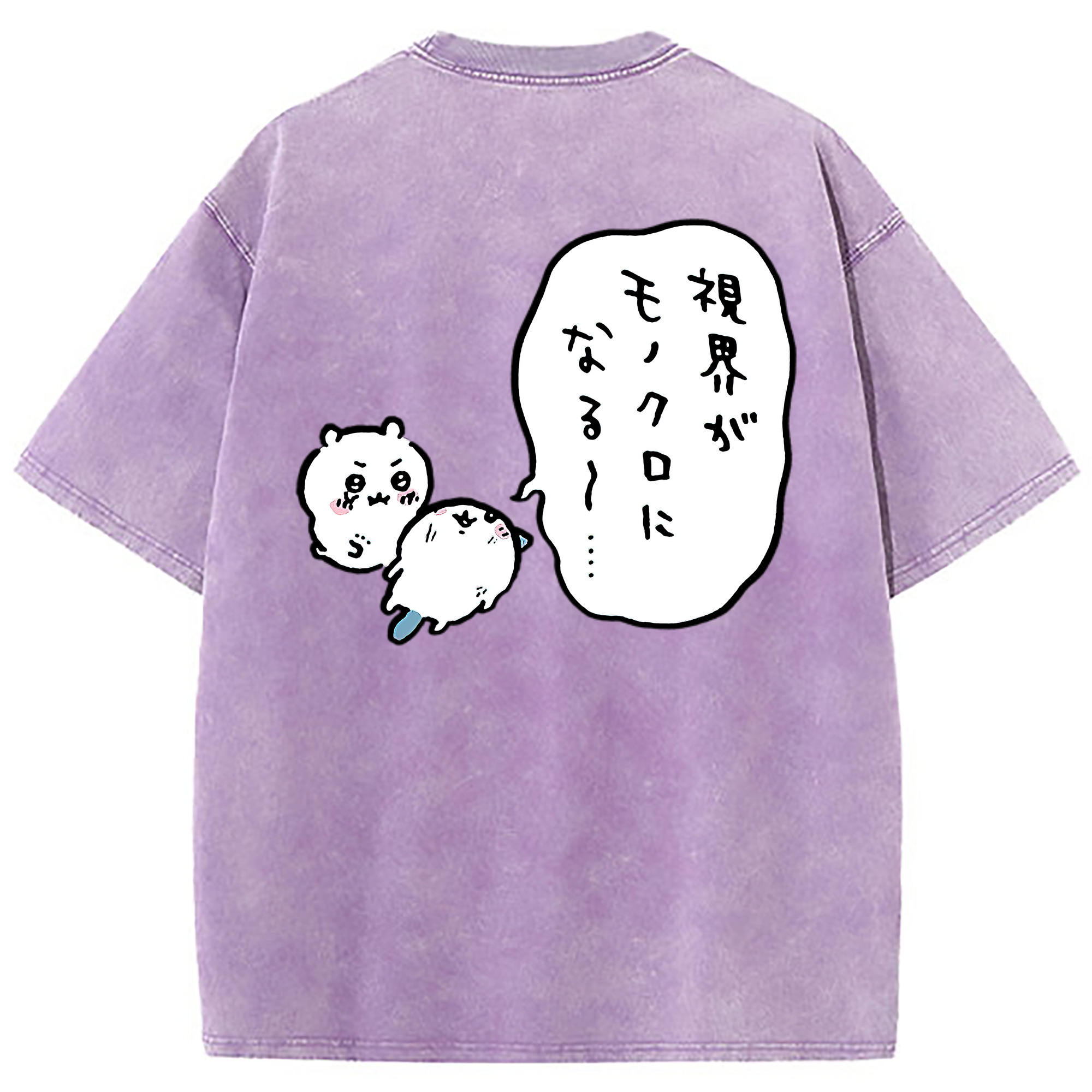 （画像用） ちいかわ ちいかわ Chii-kawa chiikawa 綿100% ヴィンテージ風 半袖Tシャツ（背面プリント）