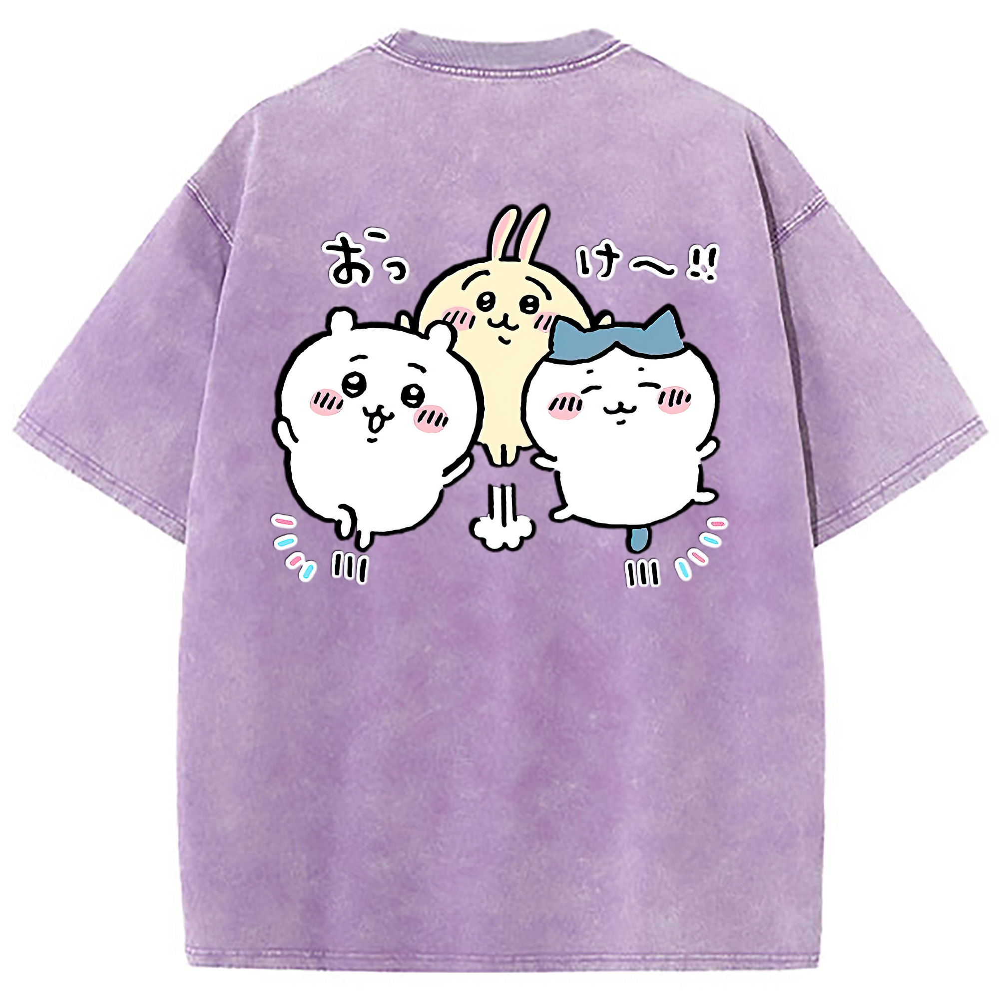 （画像用） ちいかわ ちいかわ Chii-kawa chiikawa 綿100% ヴィンテージ風 半袖Tシャツ（背面プリント）