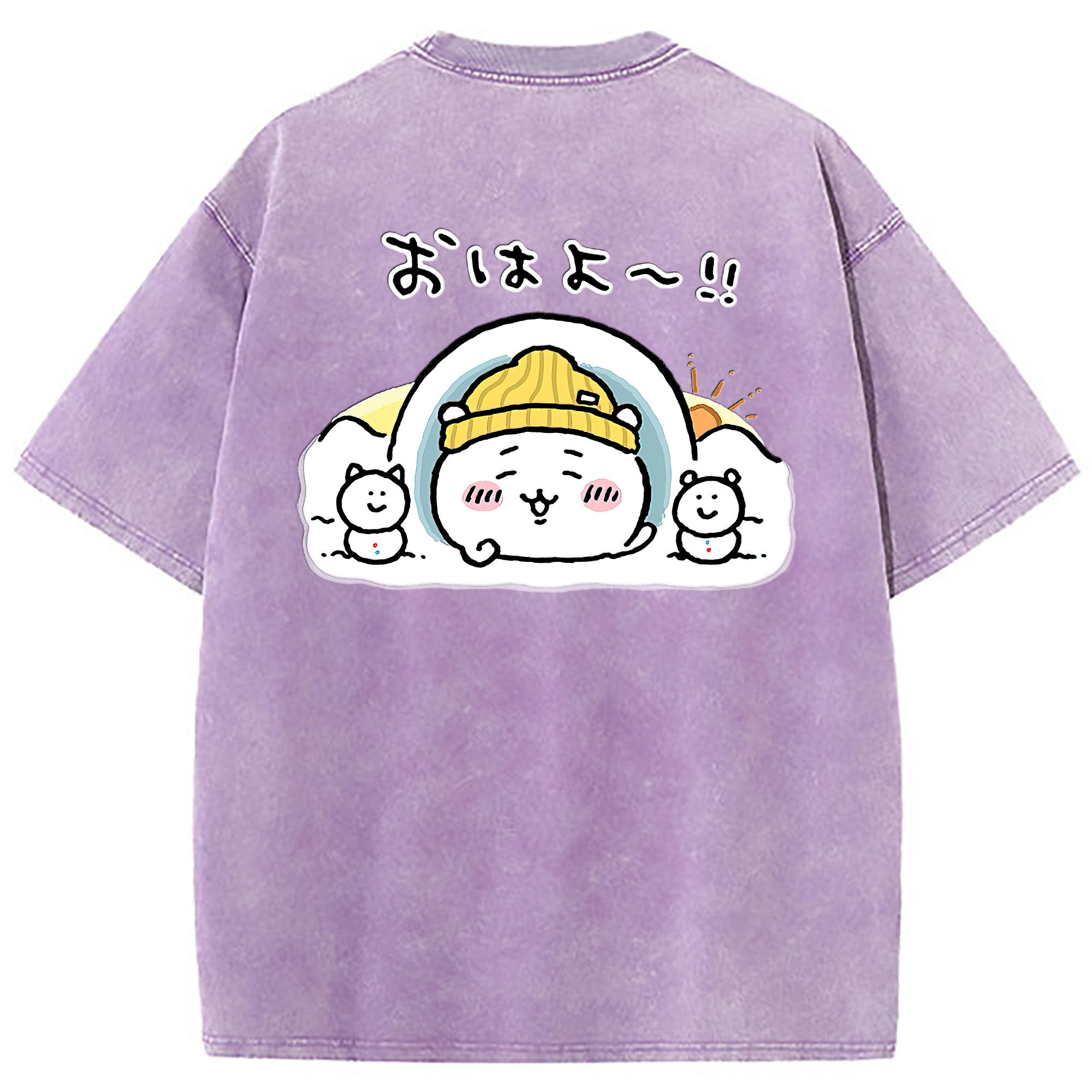 （画像用） ちいかわ ちいかわ Chii-kawa chiikawa 綿100% ヴィンテージ風 半袖Tシャツ（背面プリント）