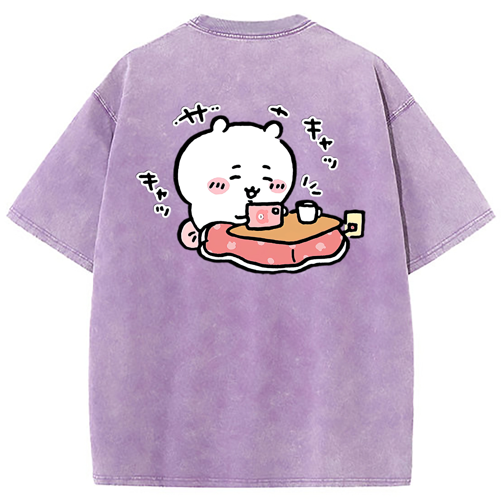 （画像用） ちいかわ ちいかわ Chii-kawa chiikawa 綿100% ヴィンテージ風 半袖Tシャツ（背面プリント）