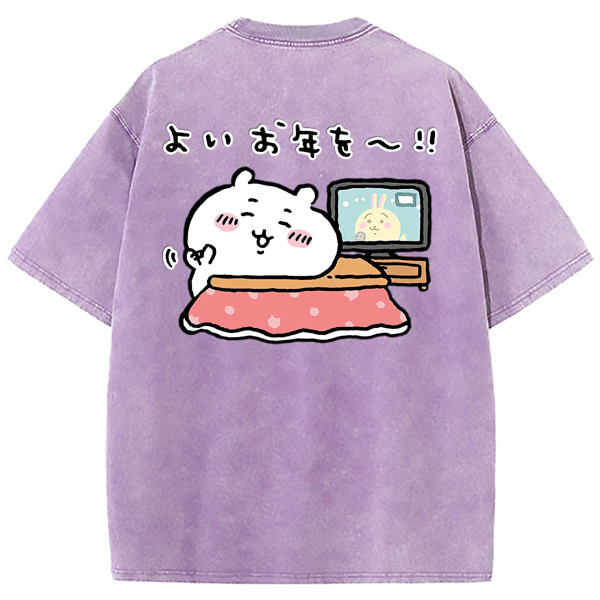 （画像用） ちいかわ ちいかわ Chii-kawa chiikawa 綿100% ヴィンテージ風 半袖Tシャツ（背面プリント）