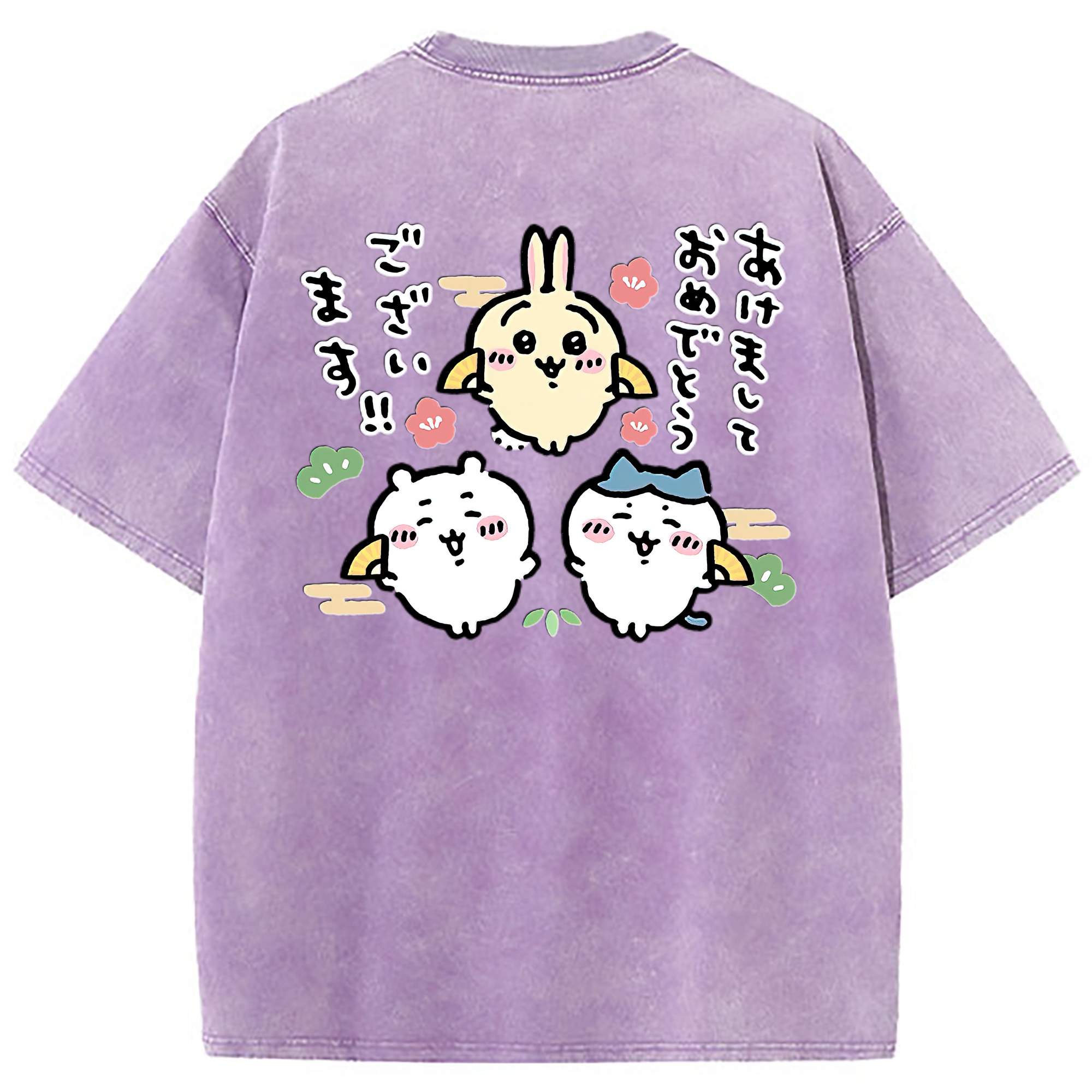 （画像用） ちいかわ ちいかわ Chii-kawa chiikawa 綿100% ヴィンテージ風 半袖Tシャツ（背面プリント）