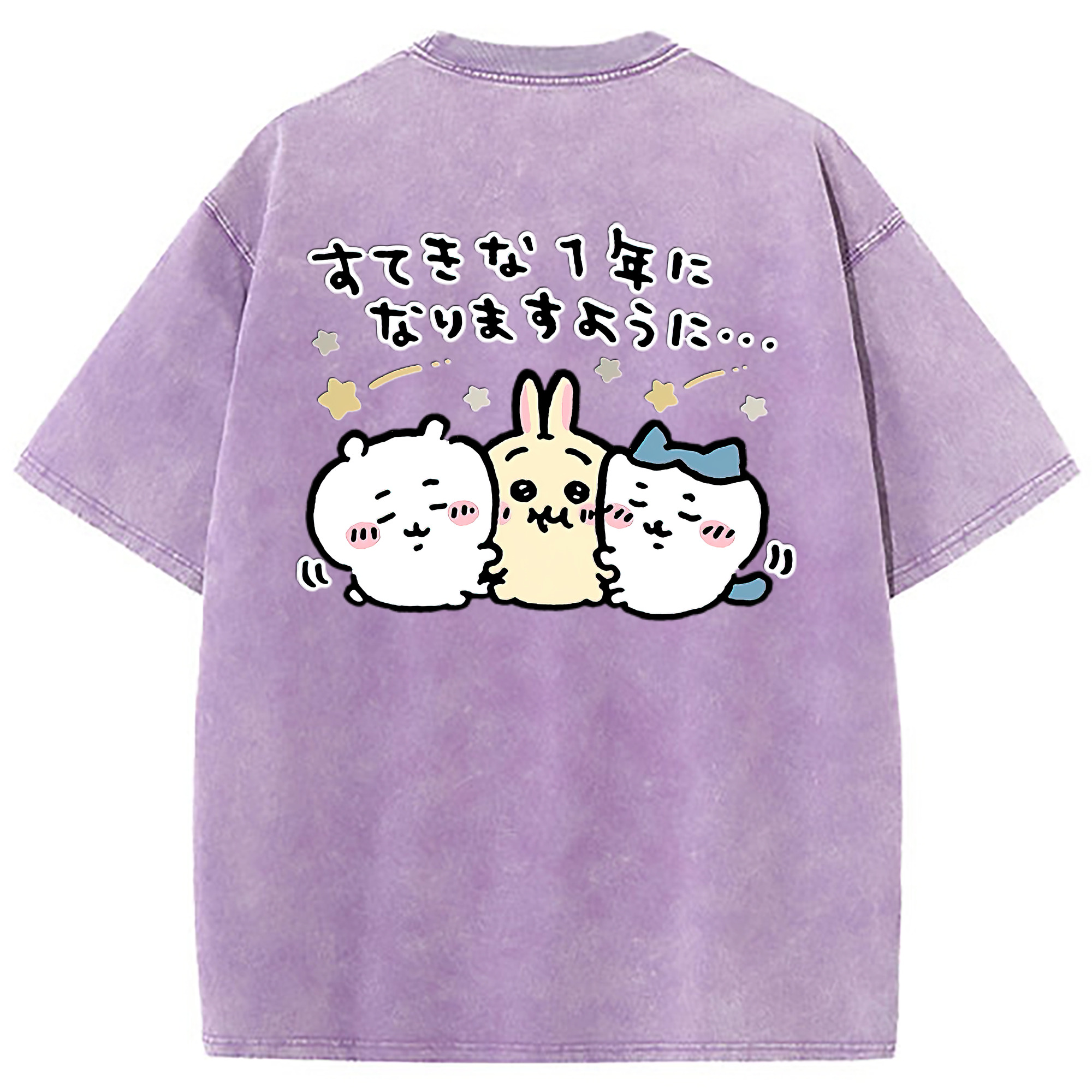 （画像用） ちいかわ ちいかわ Chii-kawa chiikawa 綿100% ヴィンテージ風 半袖Tシャツ（背面プリント）