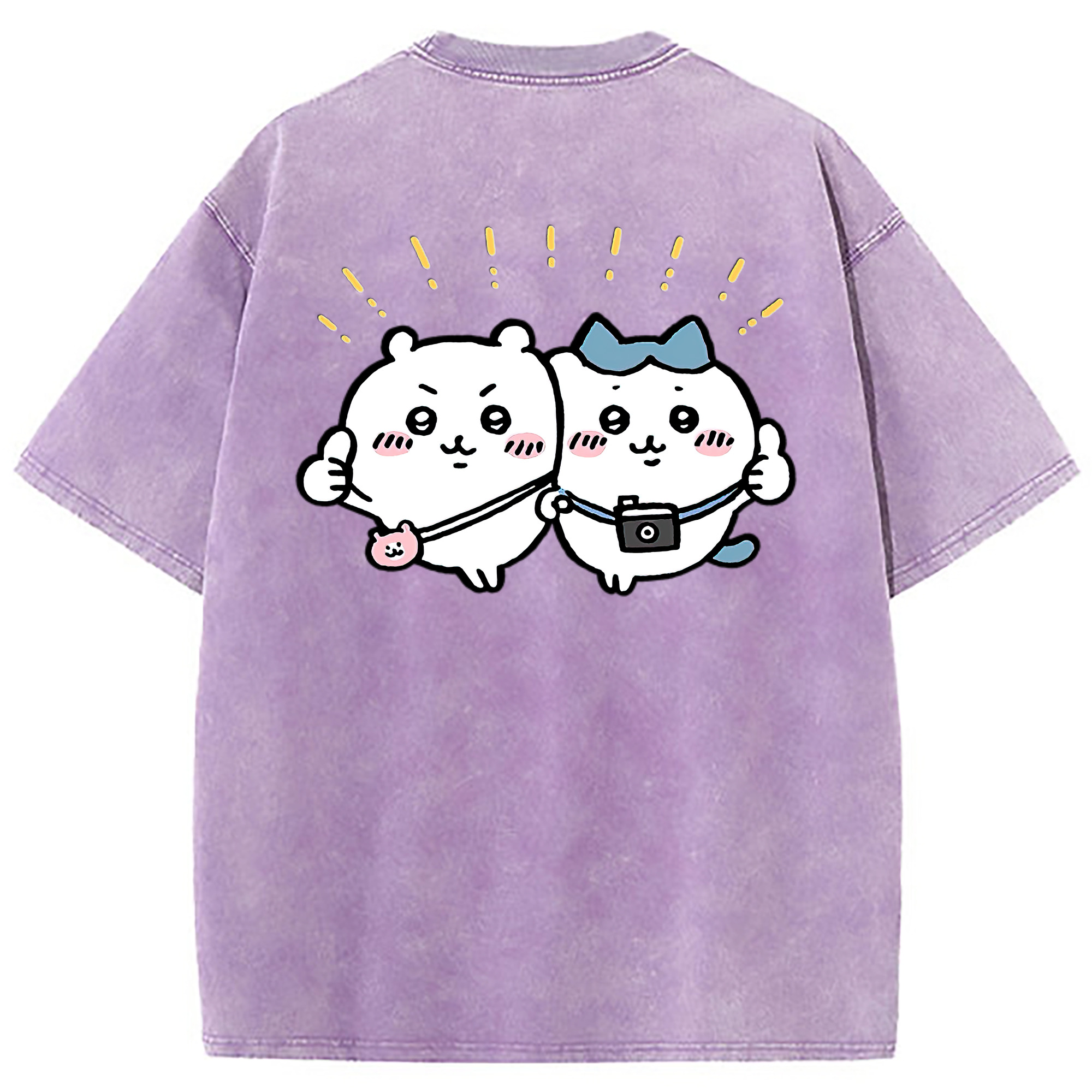 （画像用） ちいかわ ちいかわ Chii-kawa chiikawa 綿100% ヴィンテージ風 半袖Tシャツ（背面プリント）