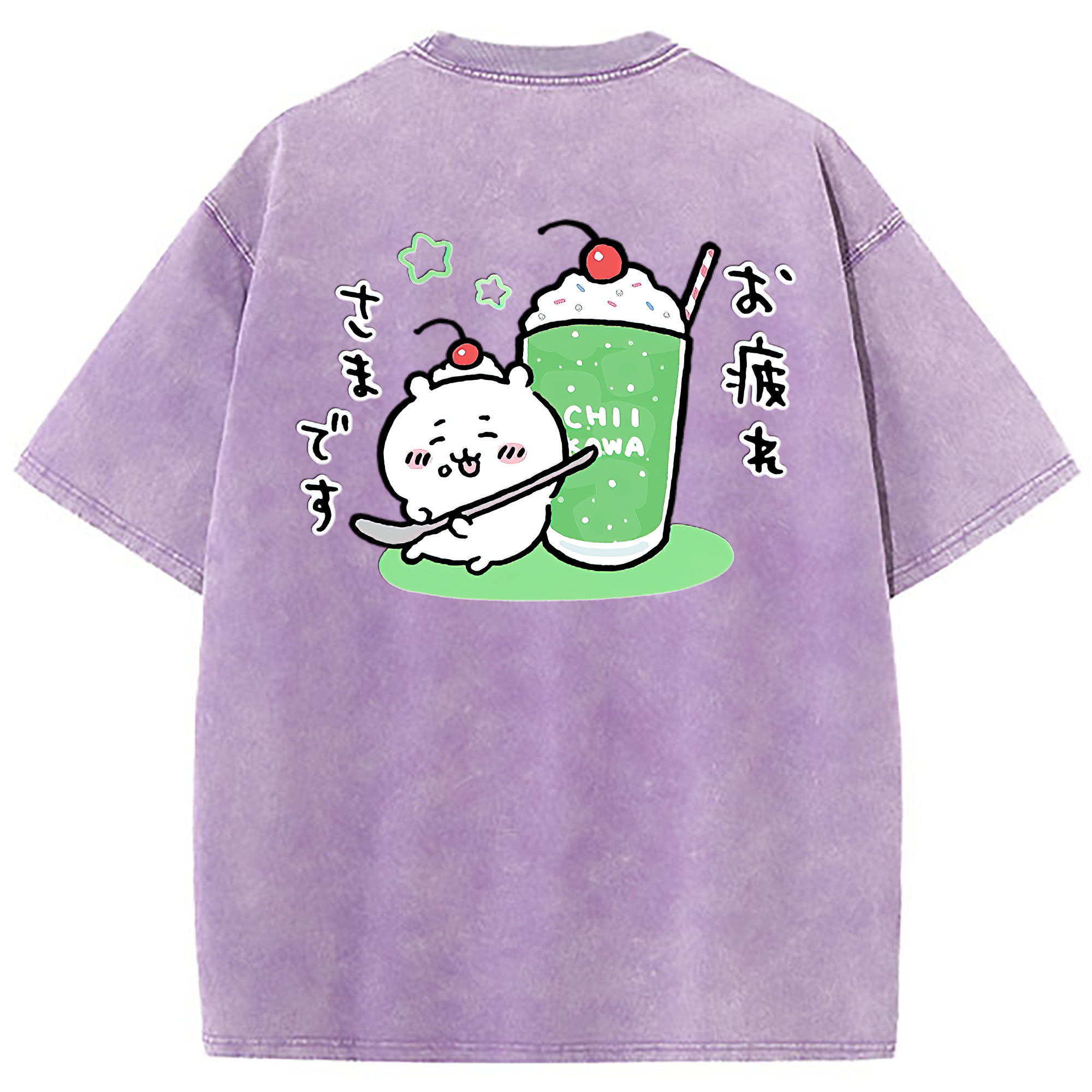 （画像用） ちいかわ ちいかわ Chii-kawa chiikawa 綿100% ヴィンテージ風 半袖Tシャツ（背面プリント）