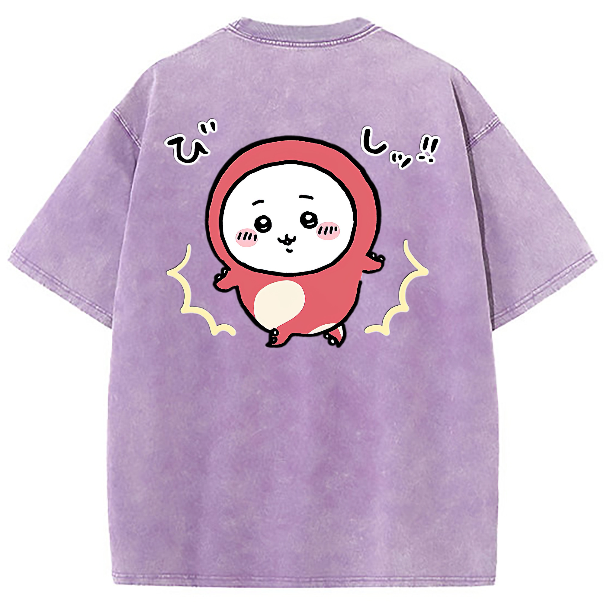 （画像用） ちいかわ ちいかわ Chii-kawa chiikawa 綿100% ヴィンテージ風 半袖Tシャツ（背面プリント）