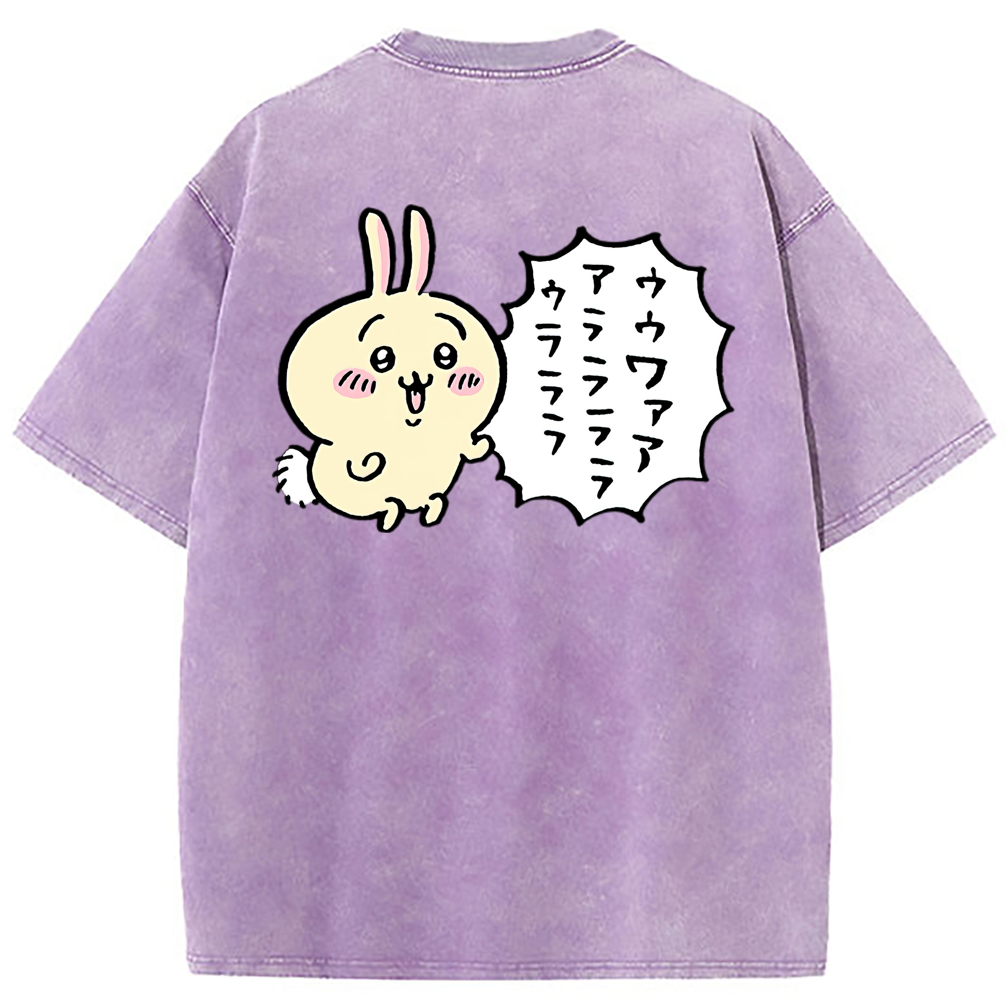 （画像用） ちいかわ うさぎ Chii-kawa usagi 綿100% ヴィンテージ風 半袖Tシャツ（背面プリント）