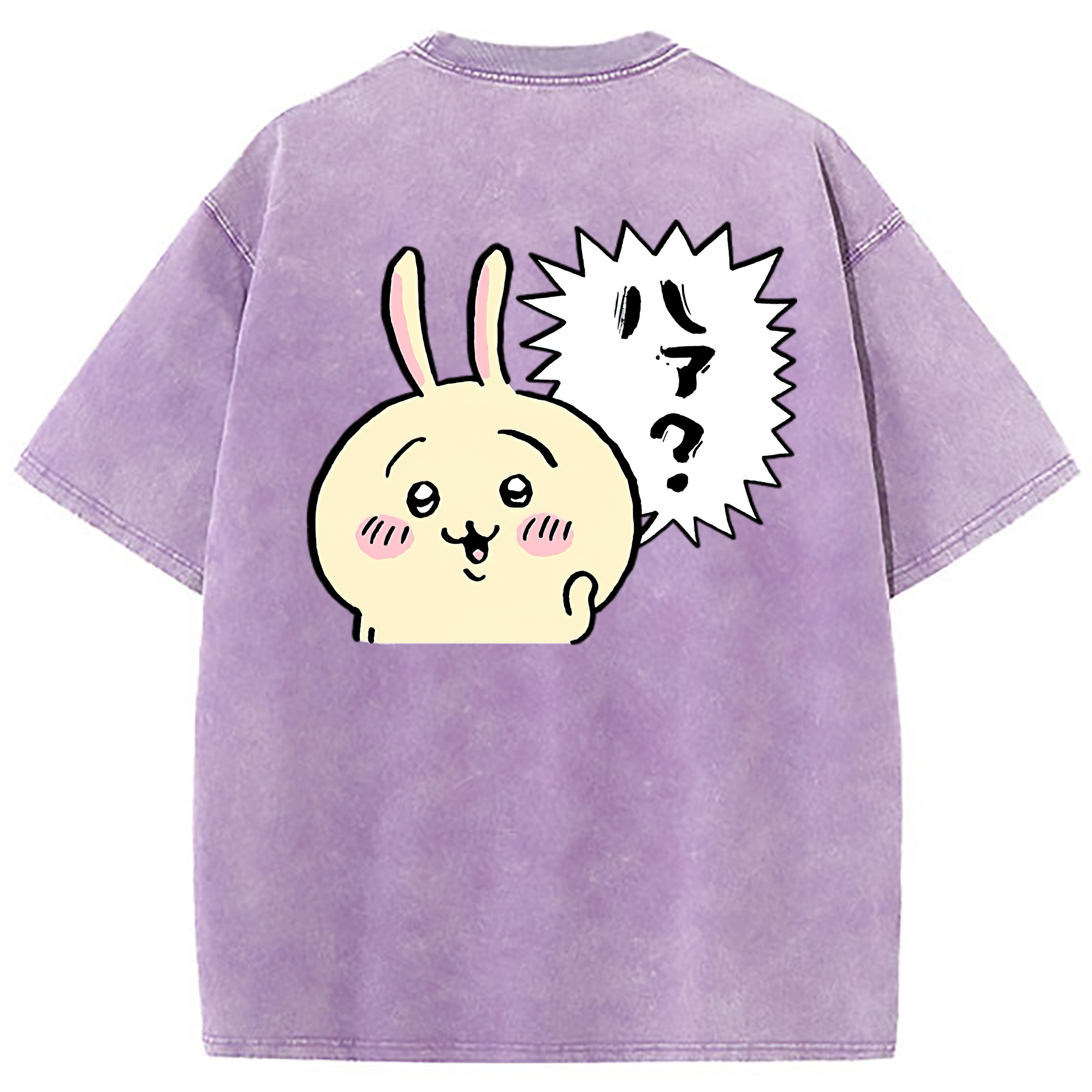 （画像用） ちいかわ うさぎ Chii-kawa usagi 綿100% ヴィンテージ風 半袖Tシャツ（背面プリント）