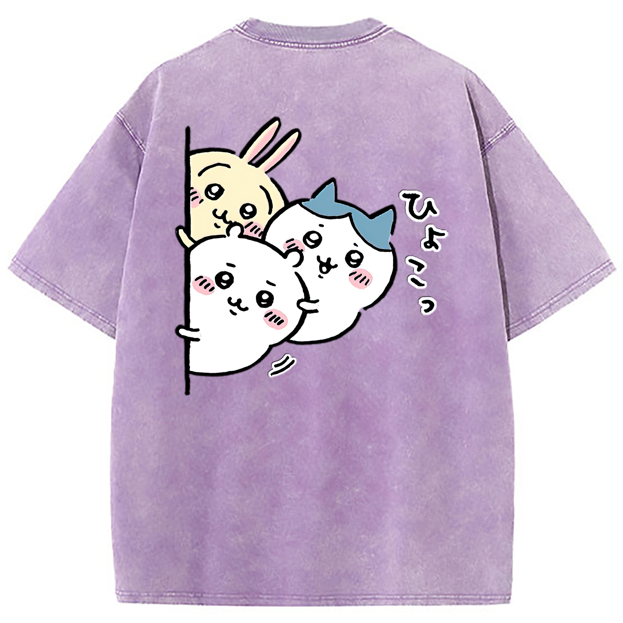 （画像用） ちいかわ うさぎ Chii-kawa usagi 綿100% ヴィンテージ風 半袖Tシャツ（背面プリント）